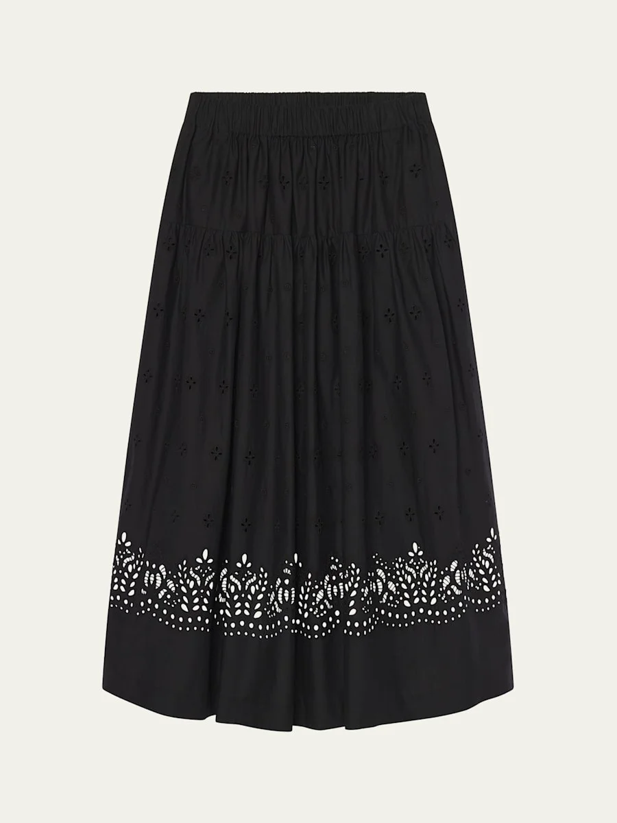 Jay Eyelet Midi Skirt - 1