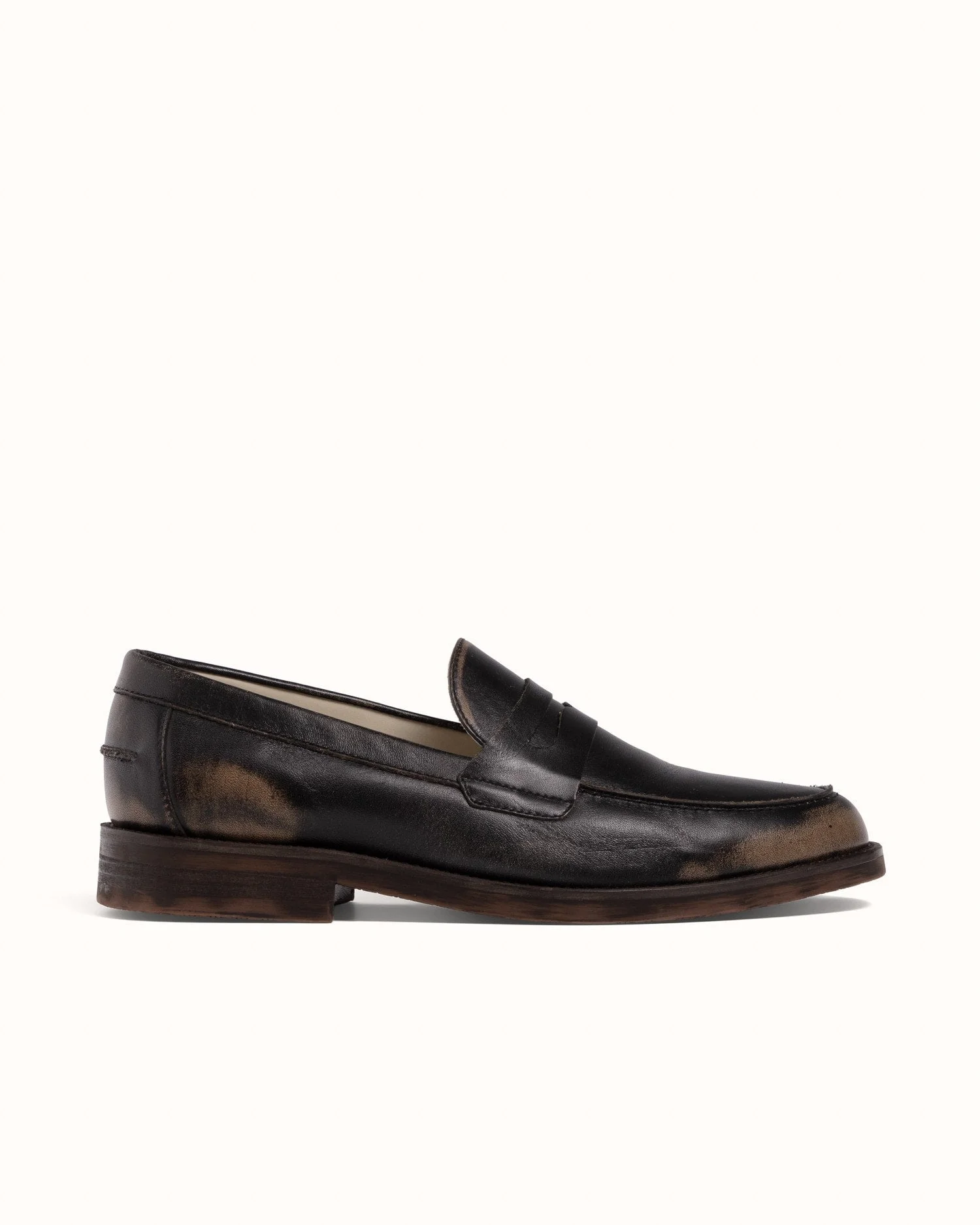 Wilde Black Distressed Penny Loafer - Men's - 1