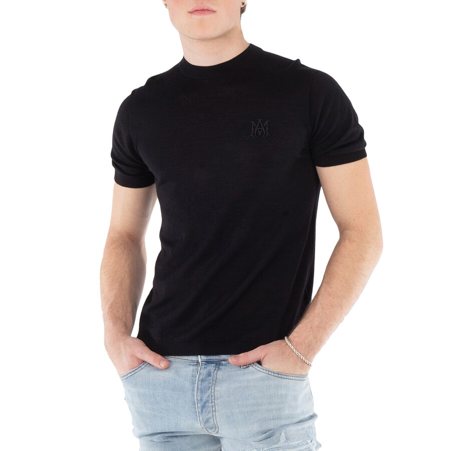 Amiri Men's Black MA Wool Silk Logo Tee - 4