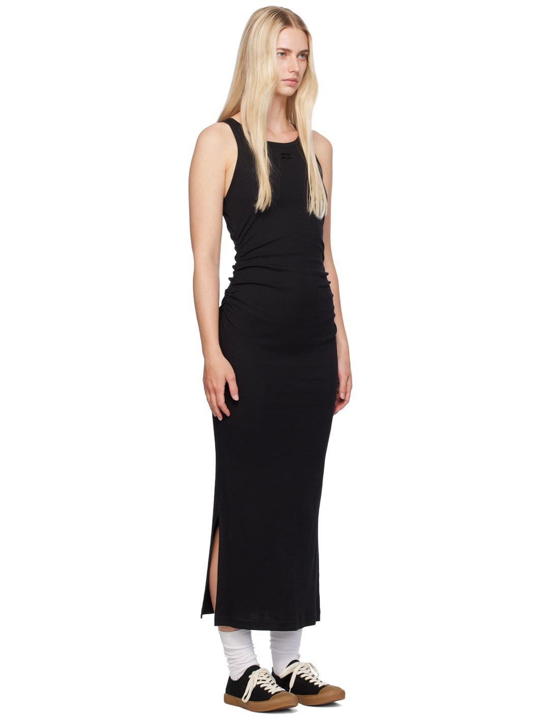 Black Ribbed Maxi Dress - 2