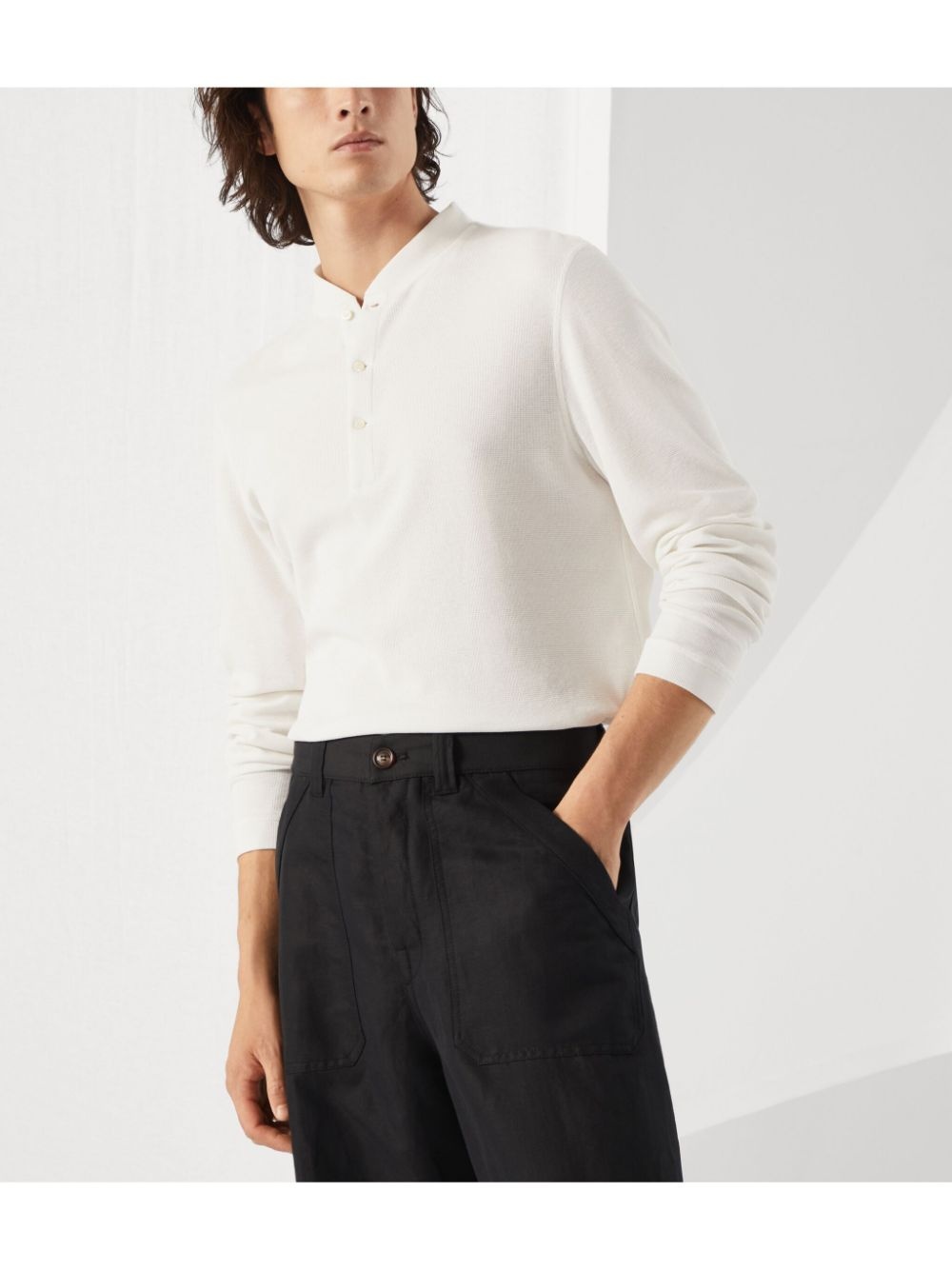 long-sleeved Henley T-shirt - 6
