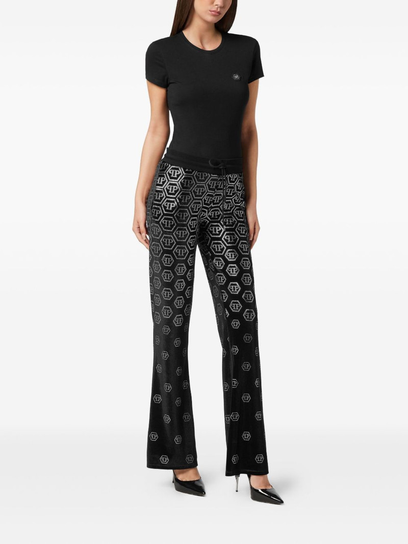PHILIPP PLEIN monogram-embellished velvet trousers outlook