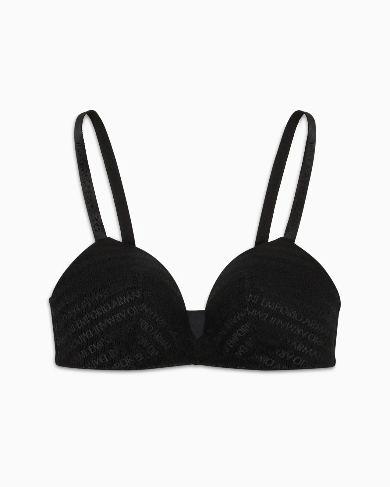ASV padded triangle bra in recycled bonded mesh with all-over logo lettering - 1