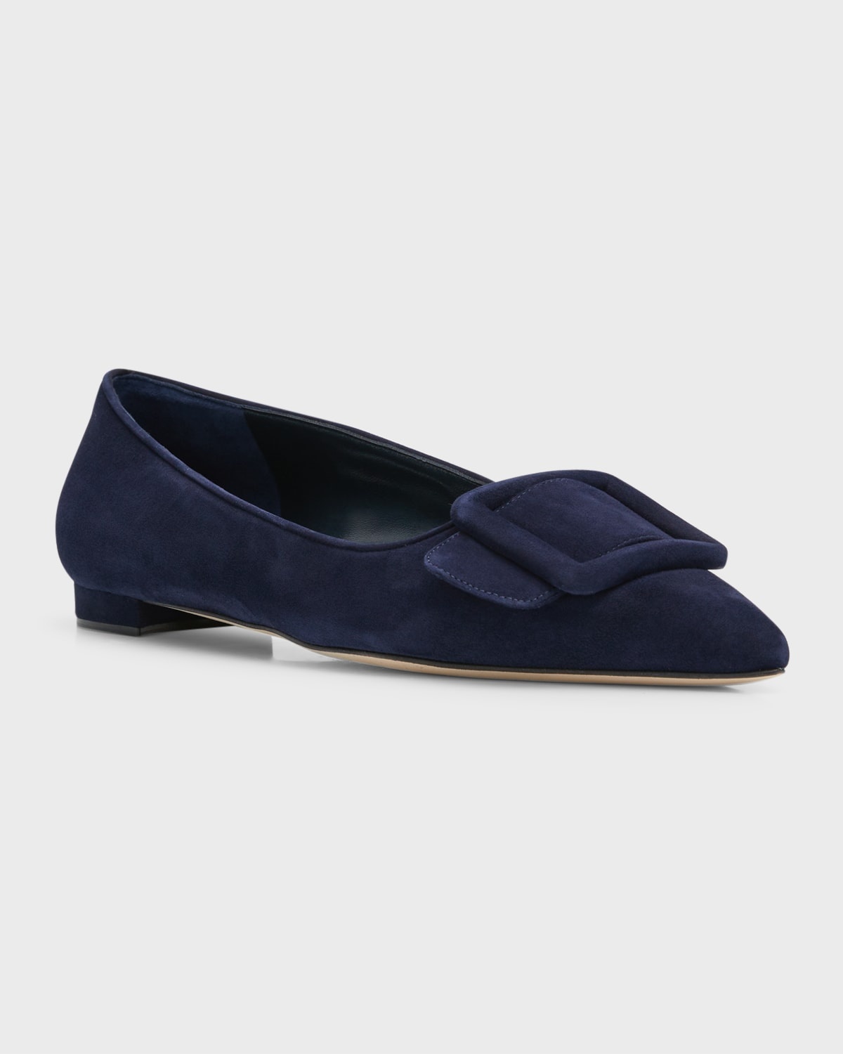 Maysale Suede Buckle Ballerina Flats - 3