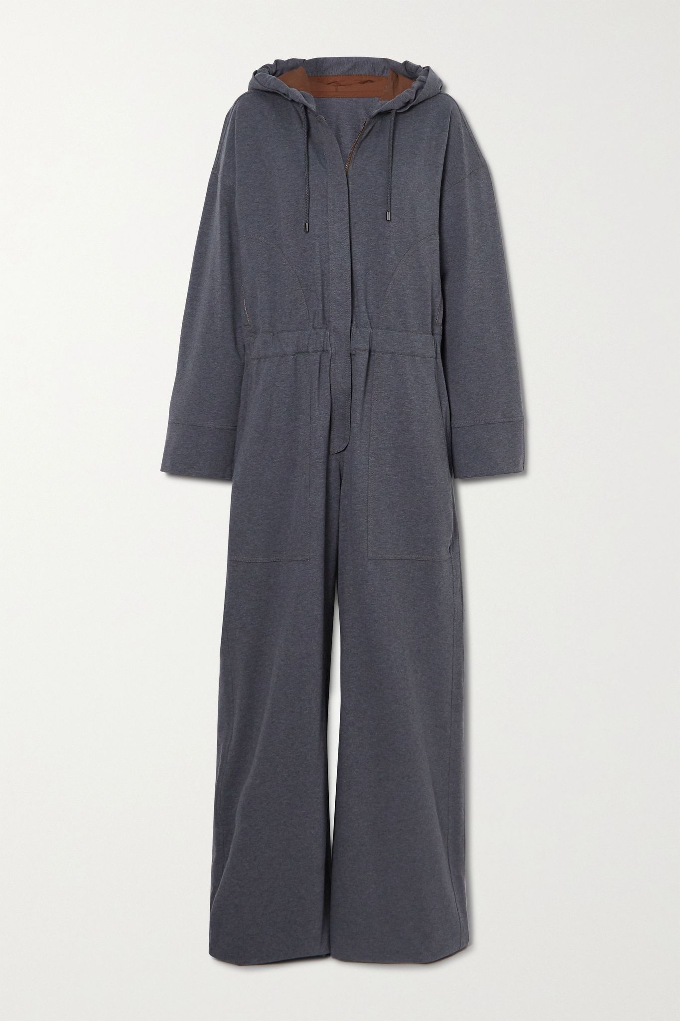 Oversized hooded cotton-blend jersey jumpsuit - 1