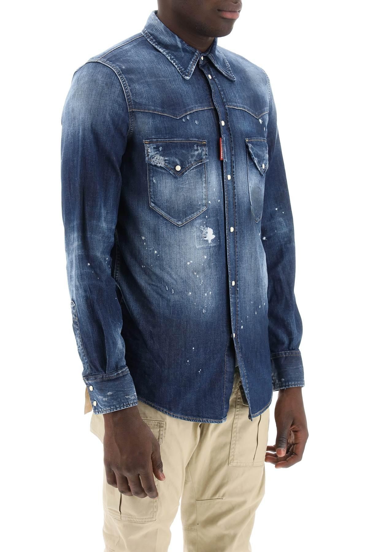 Western shirt in Used denim - 3