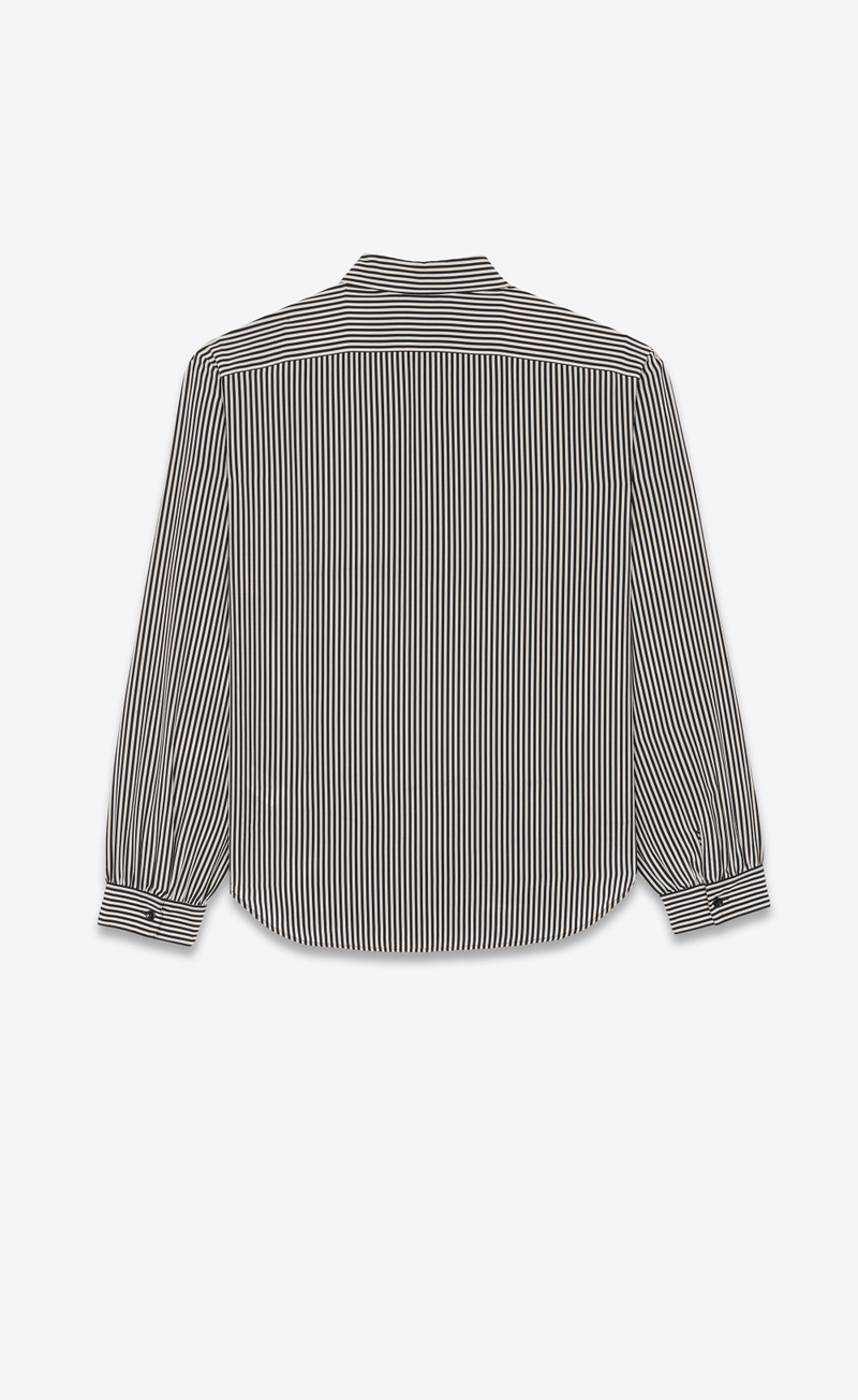 SAINT LAURENT oversized shirt in striped crepe de chine outlook