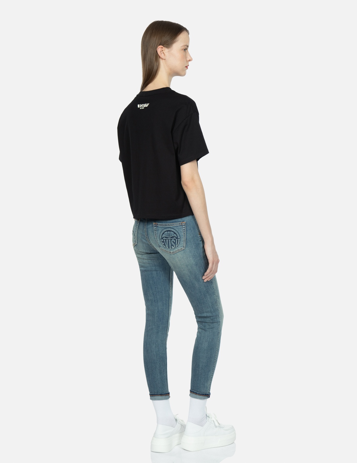 SEAGULL AND KAMON EMBOSSED SKINNY JEANS - 3