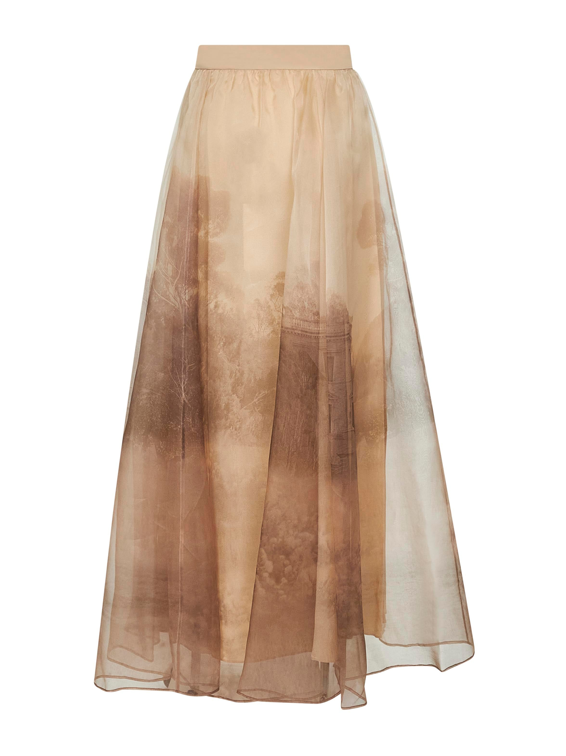 Landscape print organza Memento maxi skirt - 2