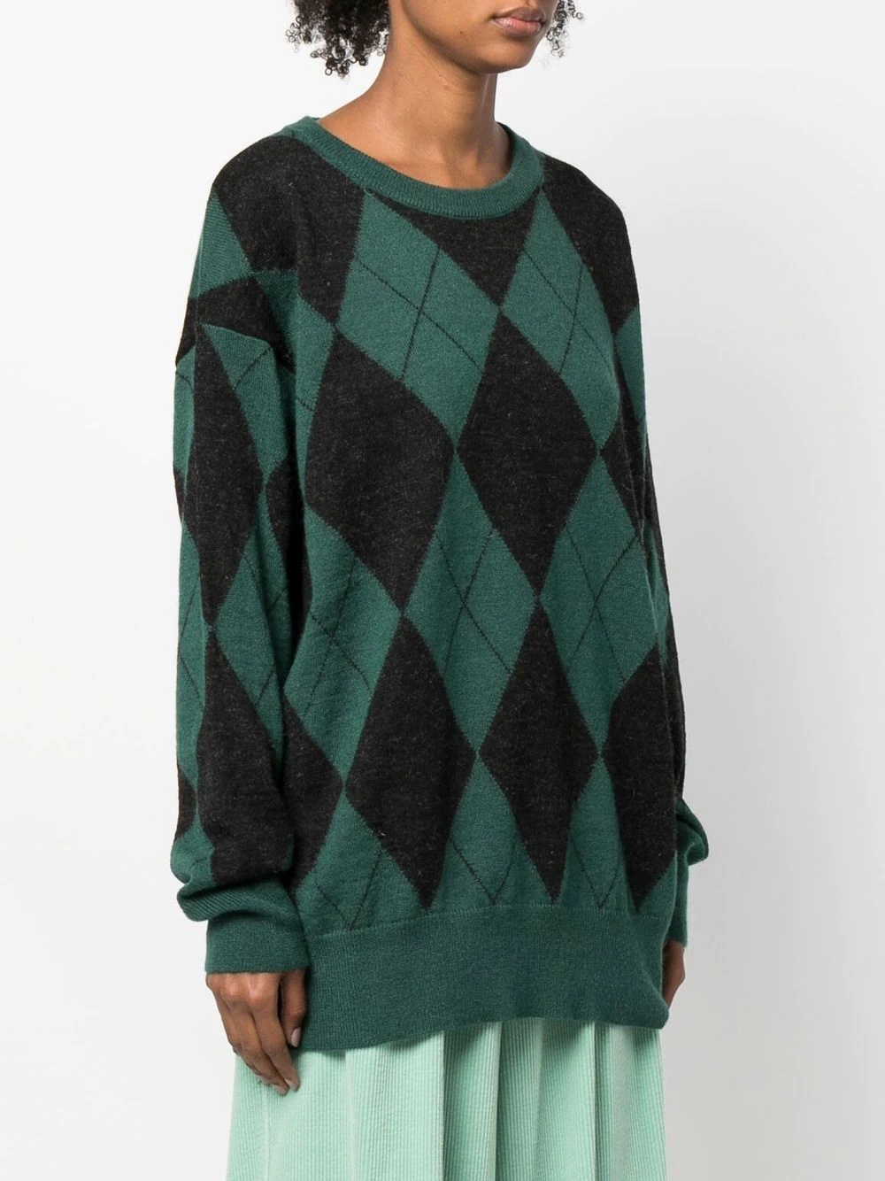 check-pattern knit jumper - 3