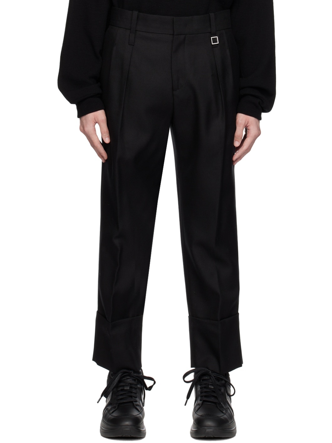 Black Turn-Up Trousers - 1