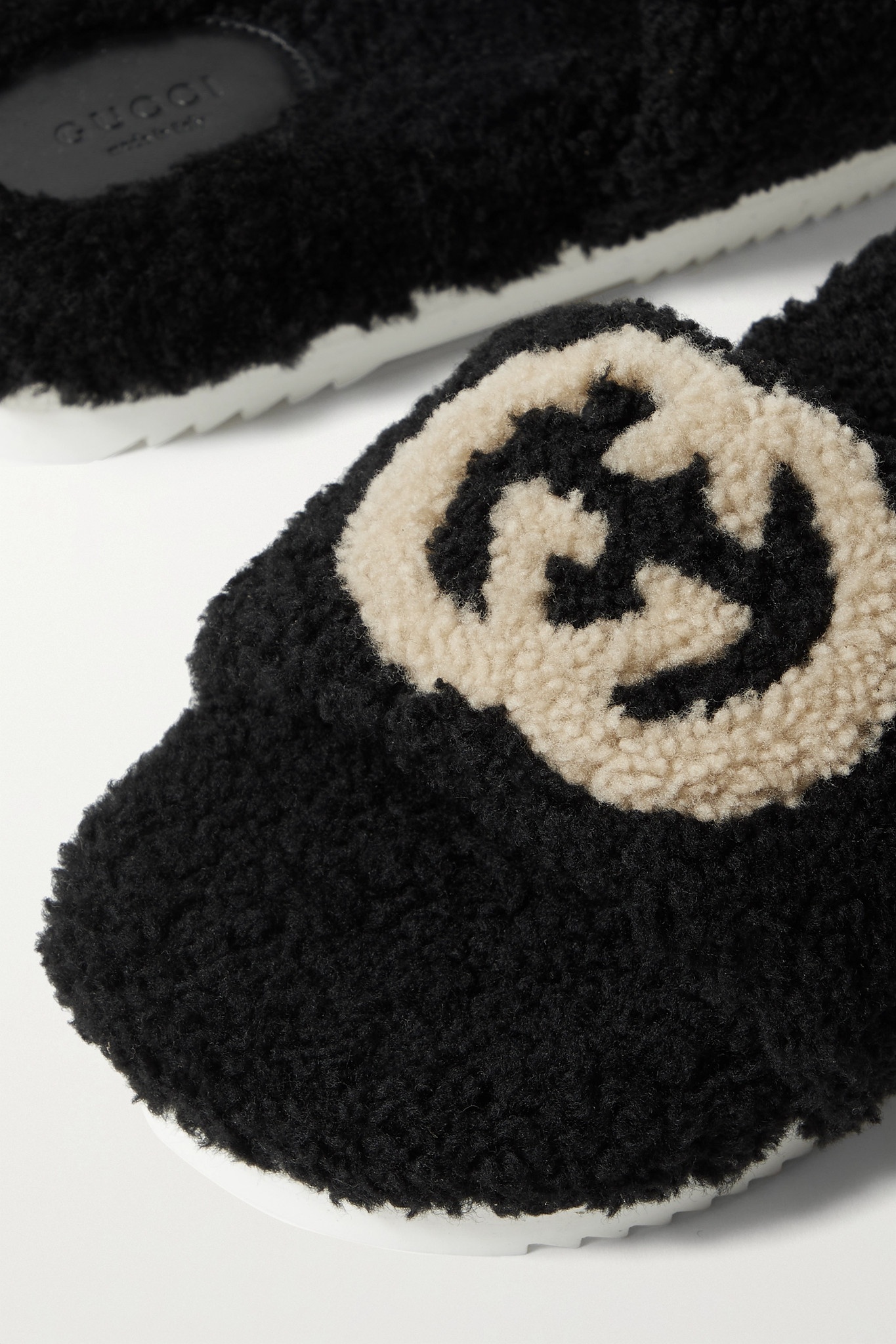 Eileen logo-print shearling slides - 4