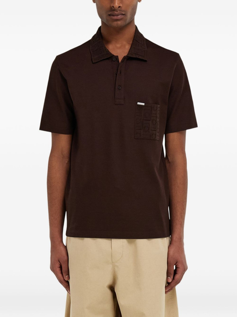 V-neck polo with jacquard pocket detail 3