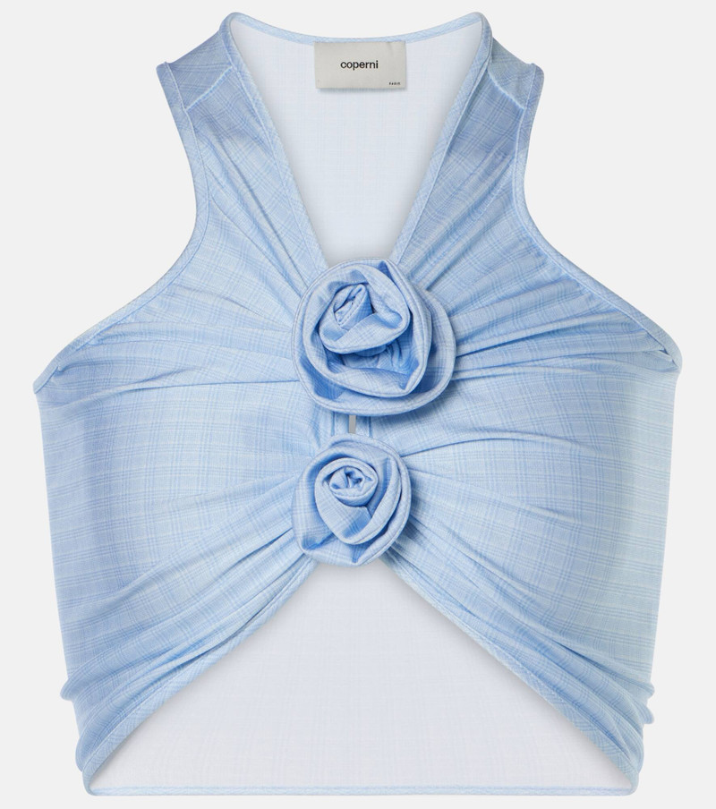 Floral-appliqué crop top - 1