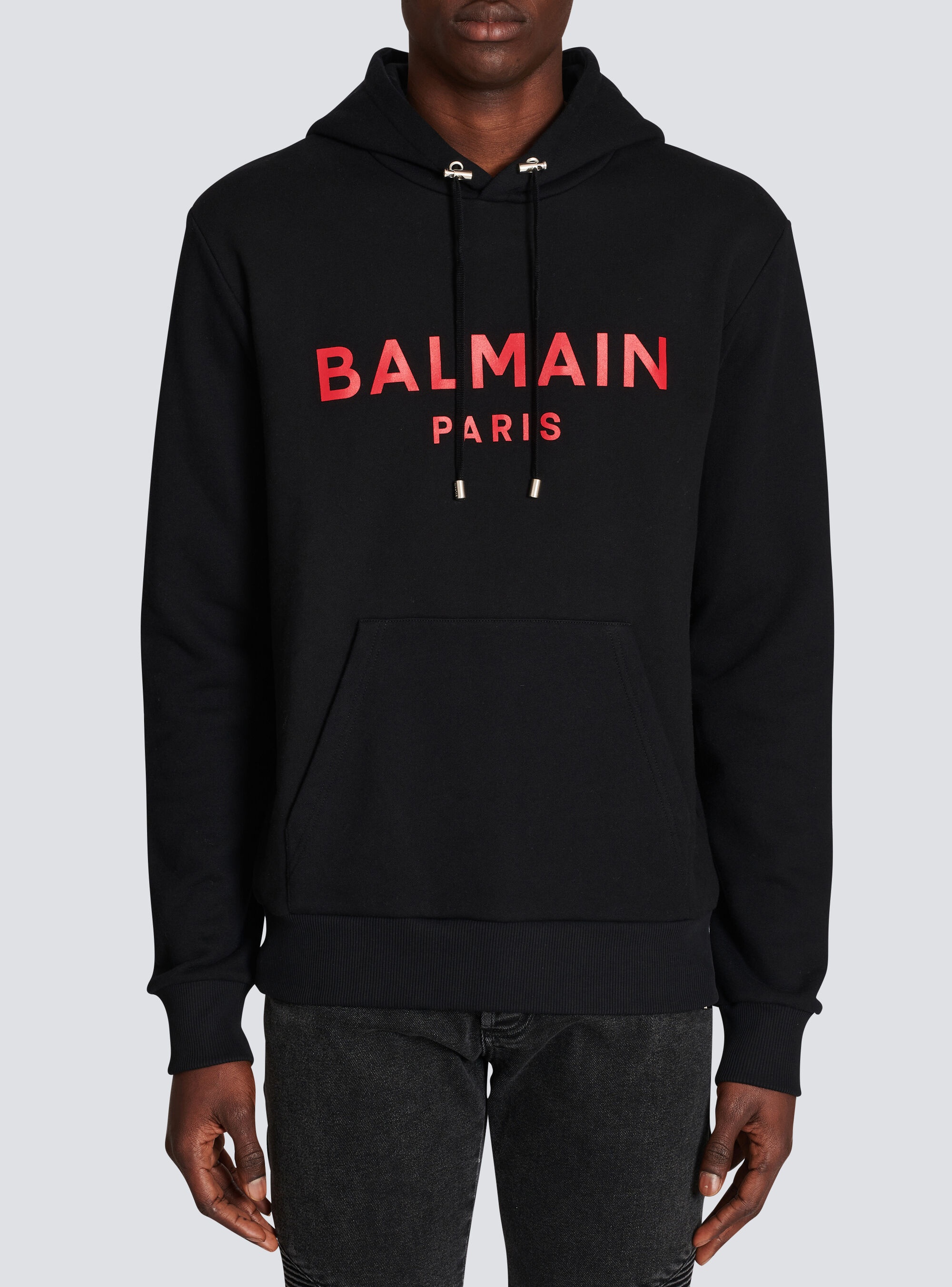EXCLUSIVE - Cotton sweatshirt with Balmain Paris logo print - 3