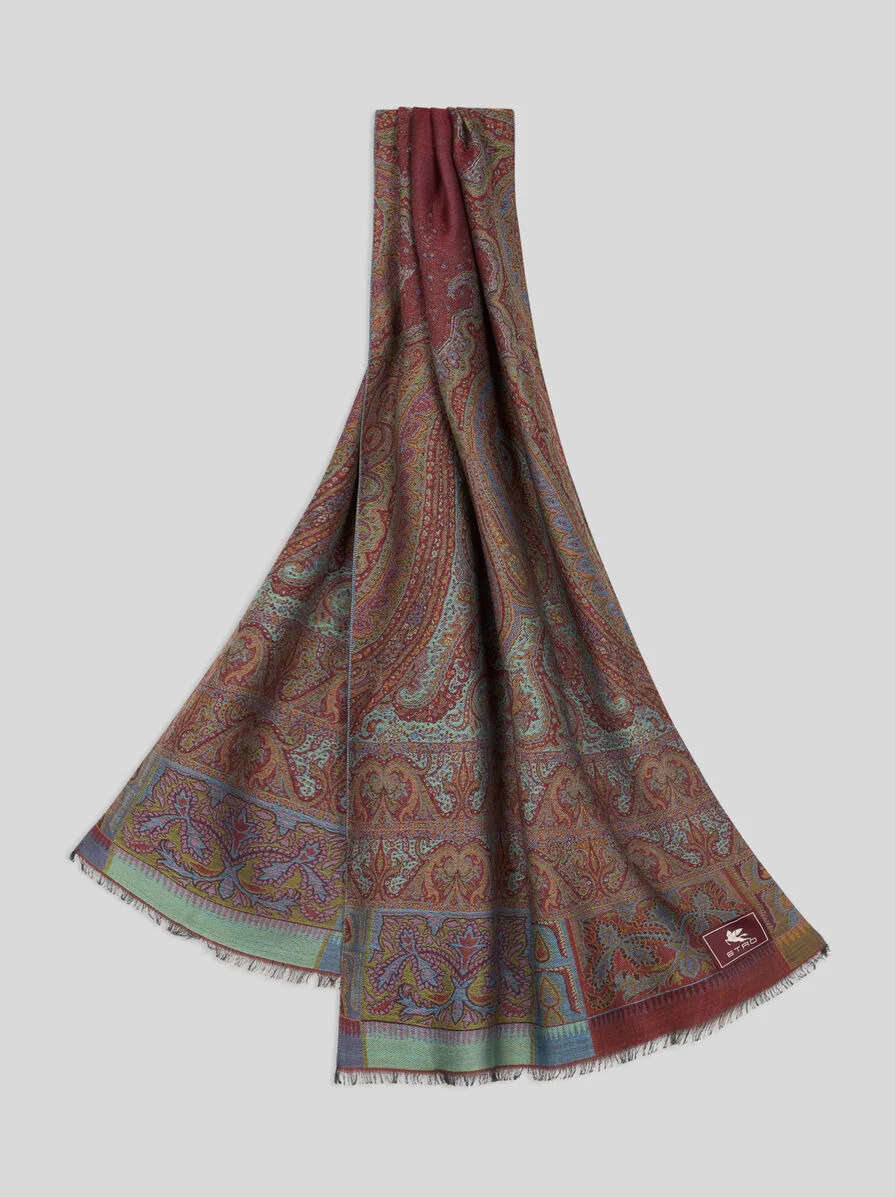 WOOL AND SILK JACQUARD SCARF - 1