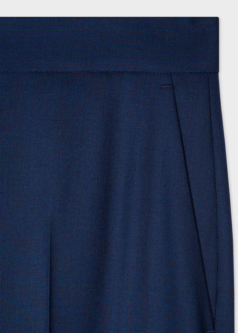Women's Navy Wool-Hopsack Wide Leg Trousers 5