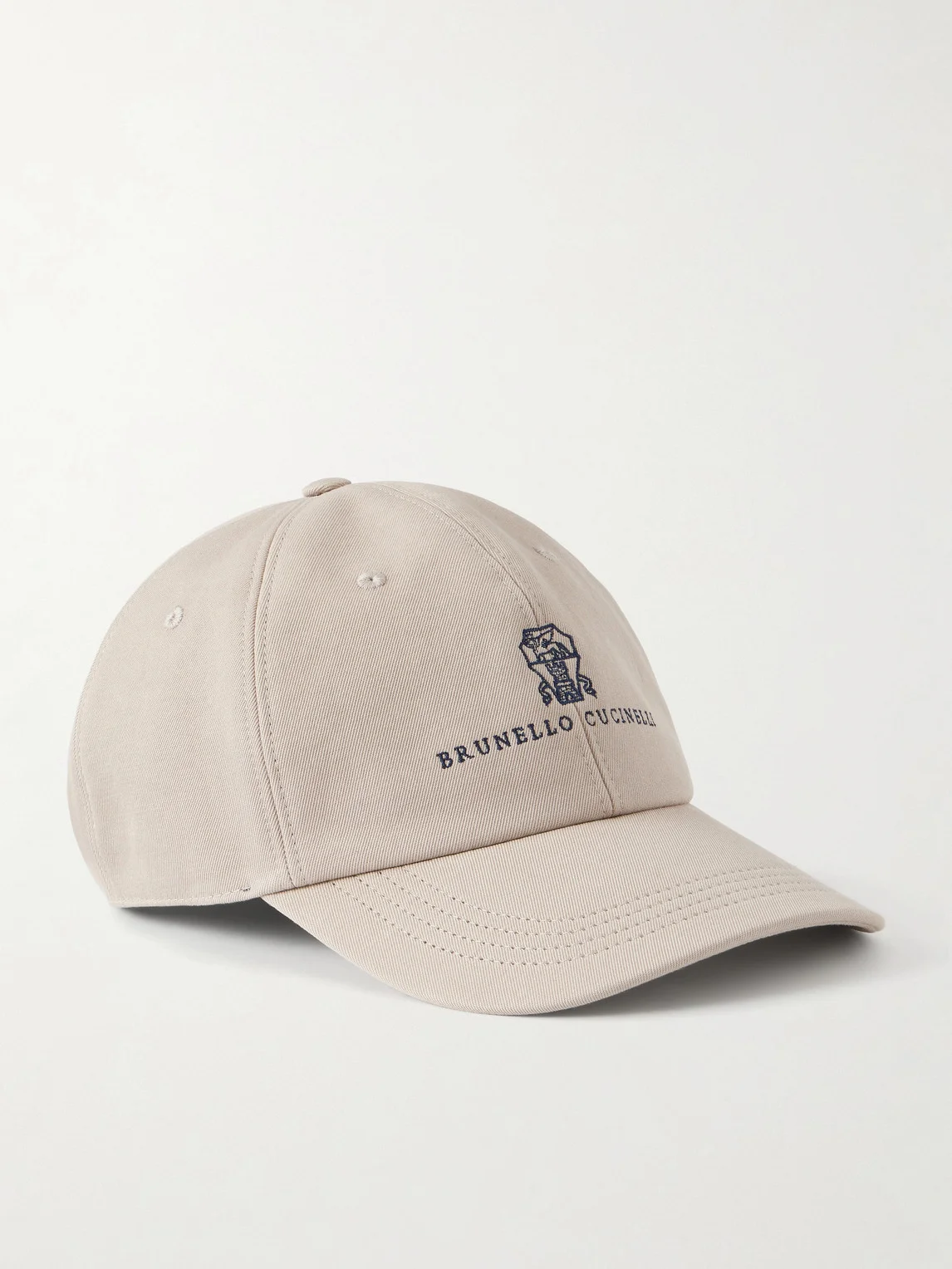 Logo-Embroidered Leather-Trimmed Cotton-Twill Baseball Cap - 1