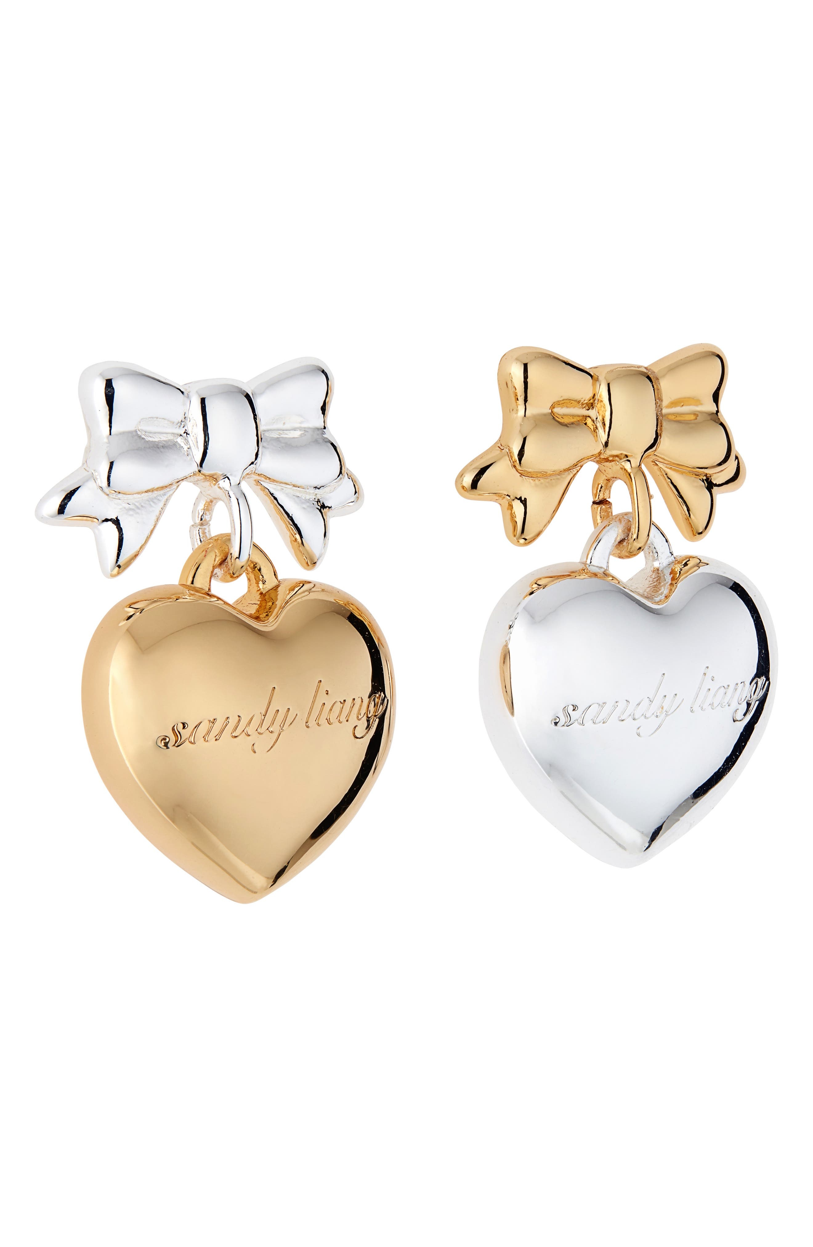 Sandy Liang Ballerina Mismatched Drop Earrings in Gold/Silver at Nordstrom - 7