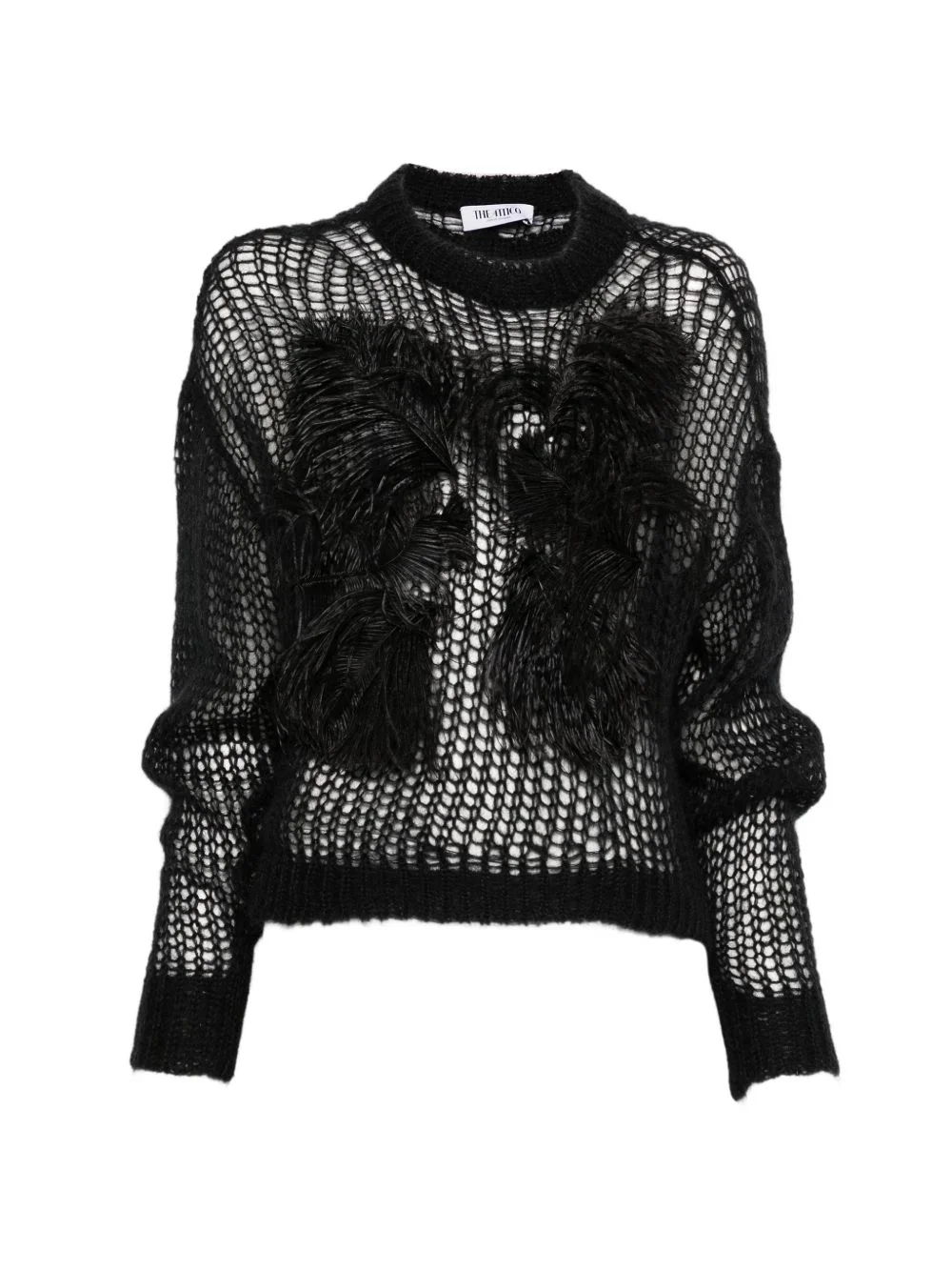feather-appliqué sweater - 1