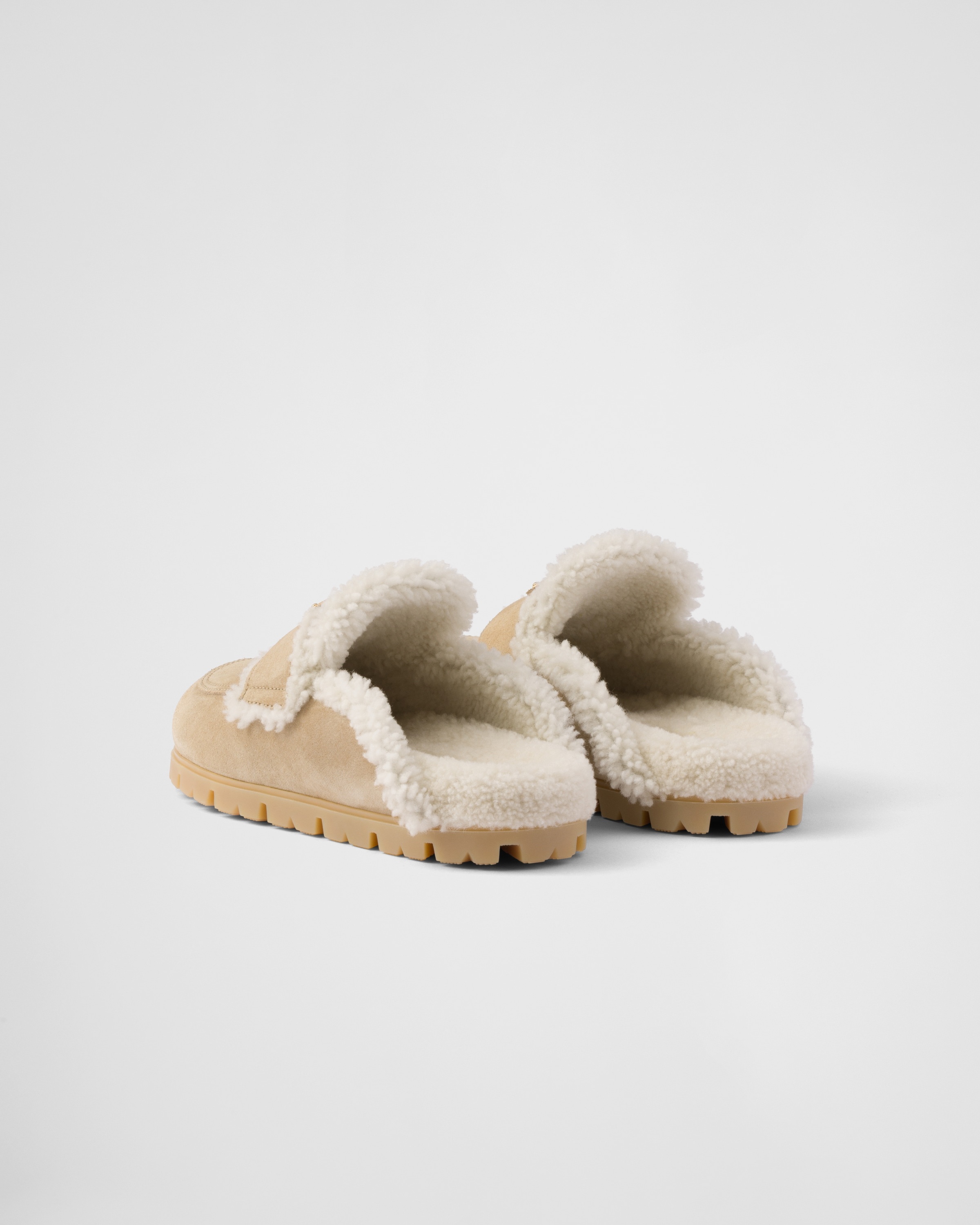 Suede and shearling slippers - 4