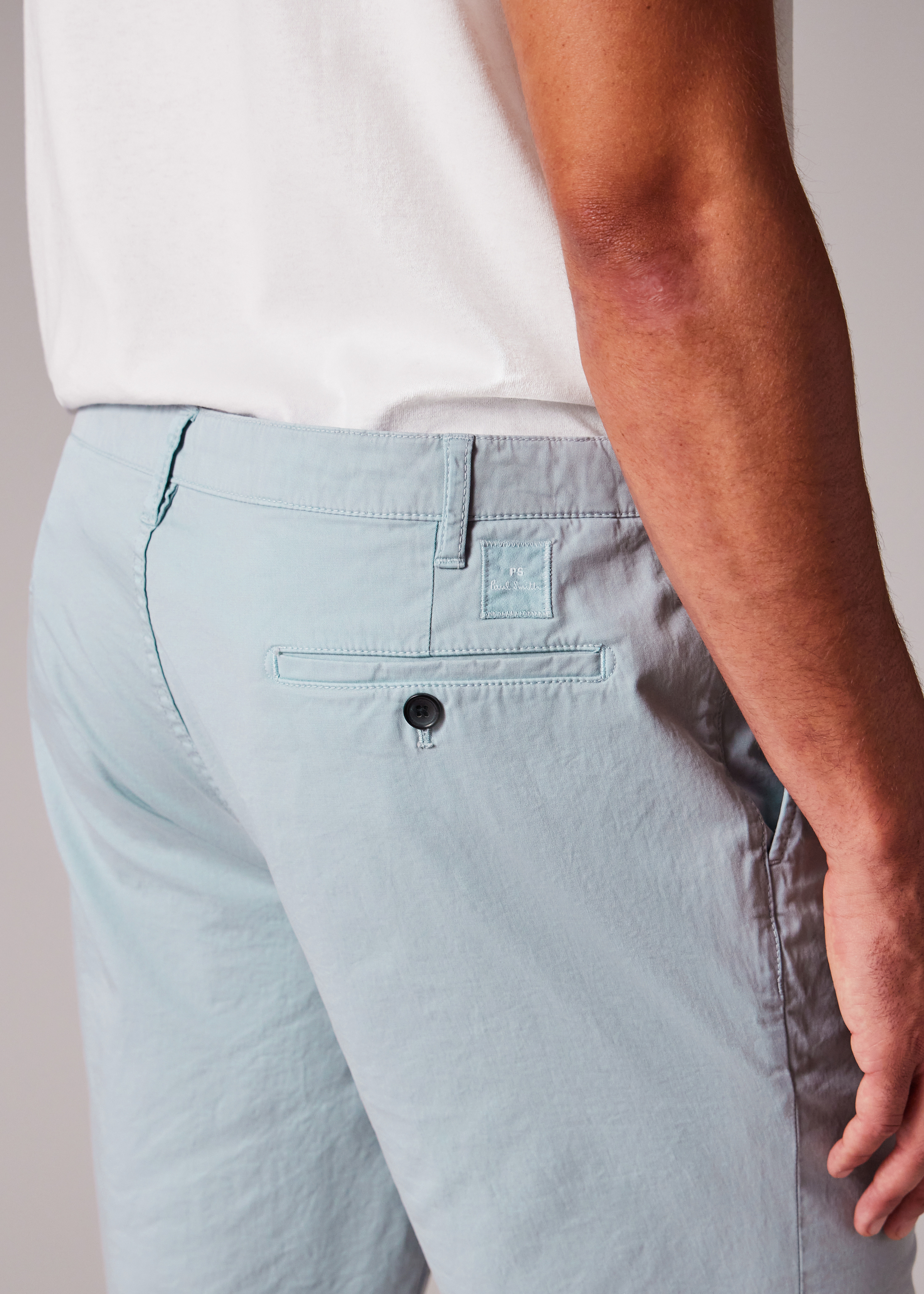 Light Blue Organic Cotton-Twill Shorts - 5