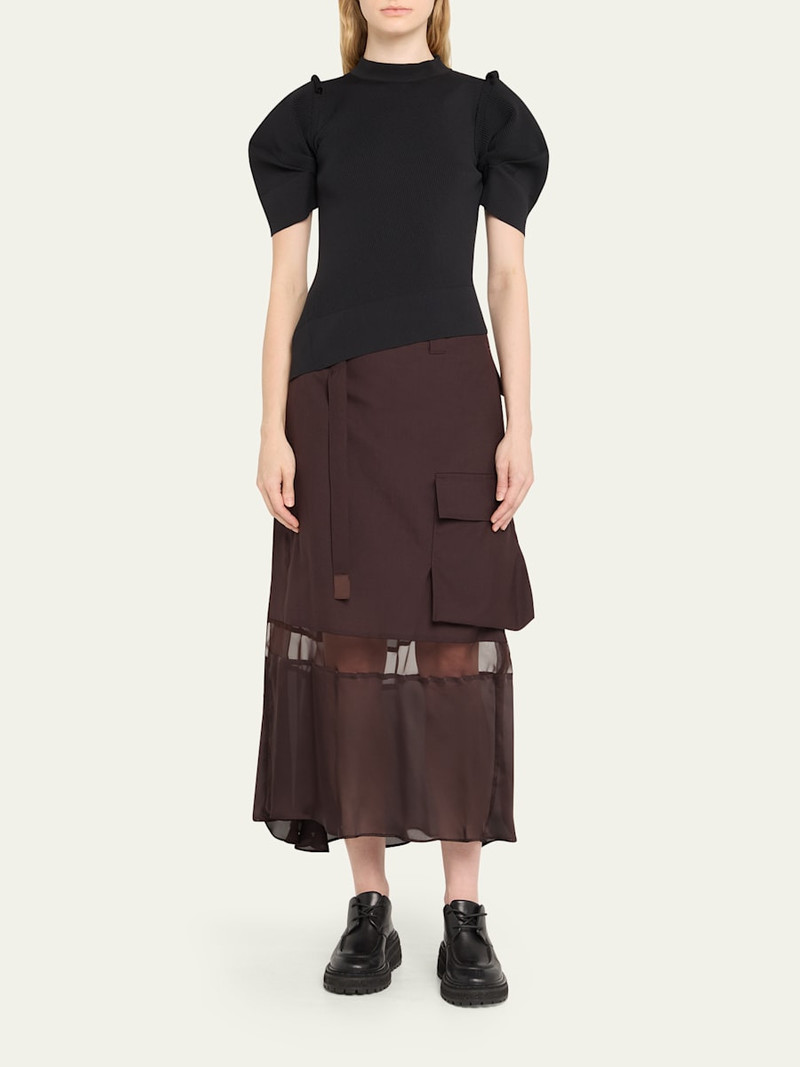 sacai Asymmetric Pleated-Sleeve Sweater outlook