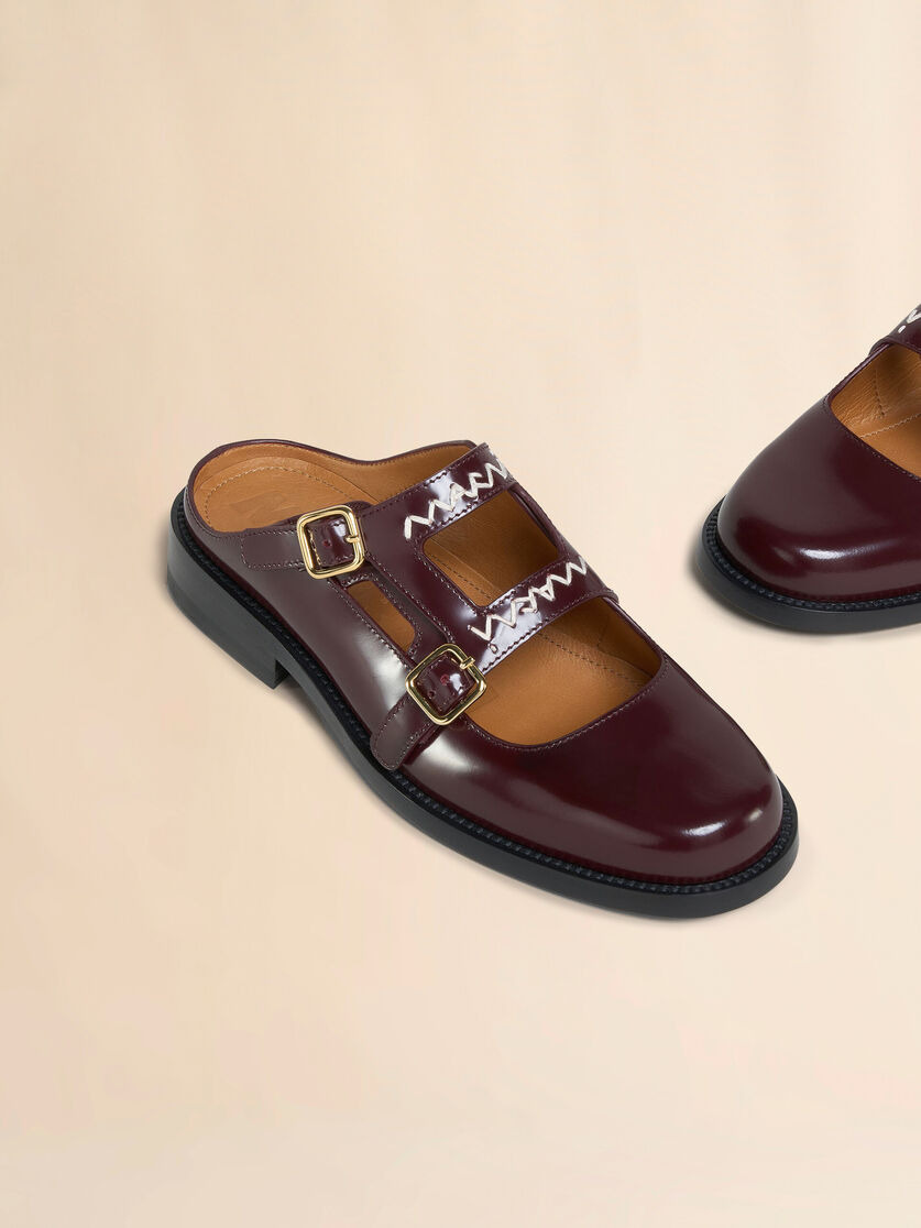 BURGUNDY LEATHER BAMBI 3.0 LOAFER WITH DOUBLE BUCKLE - 4