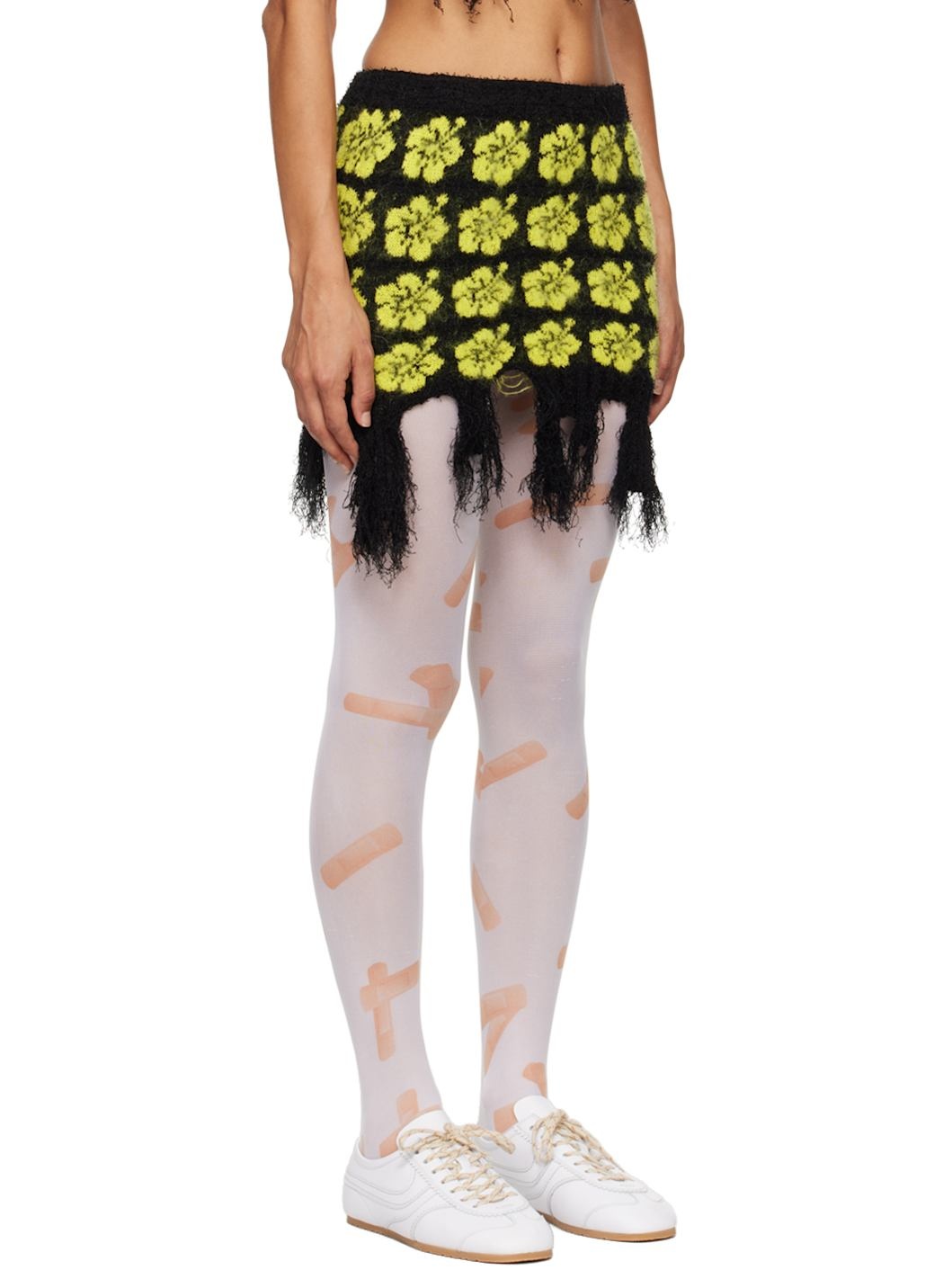 Black & Yellow Ganguro Floral Miniskirt - 2