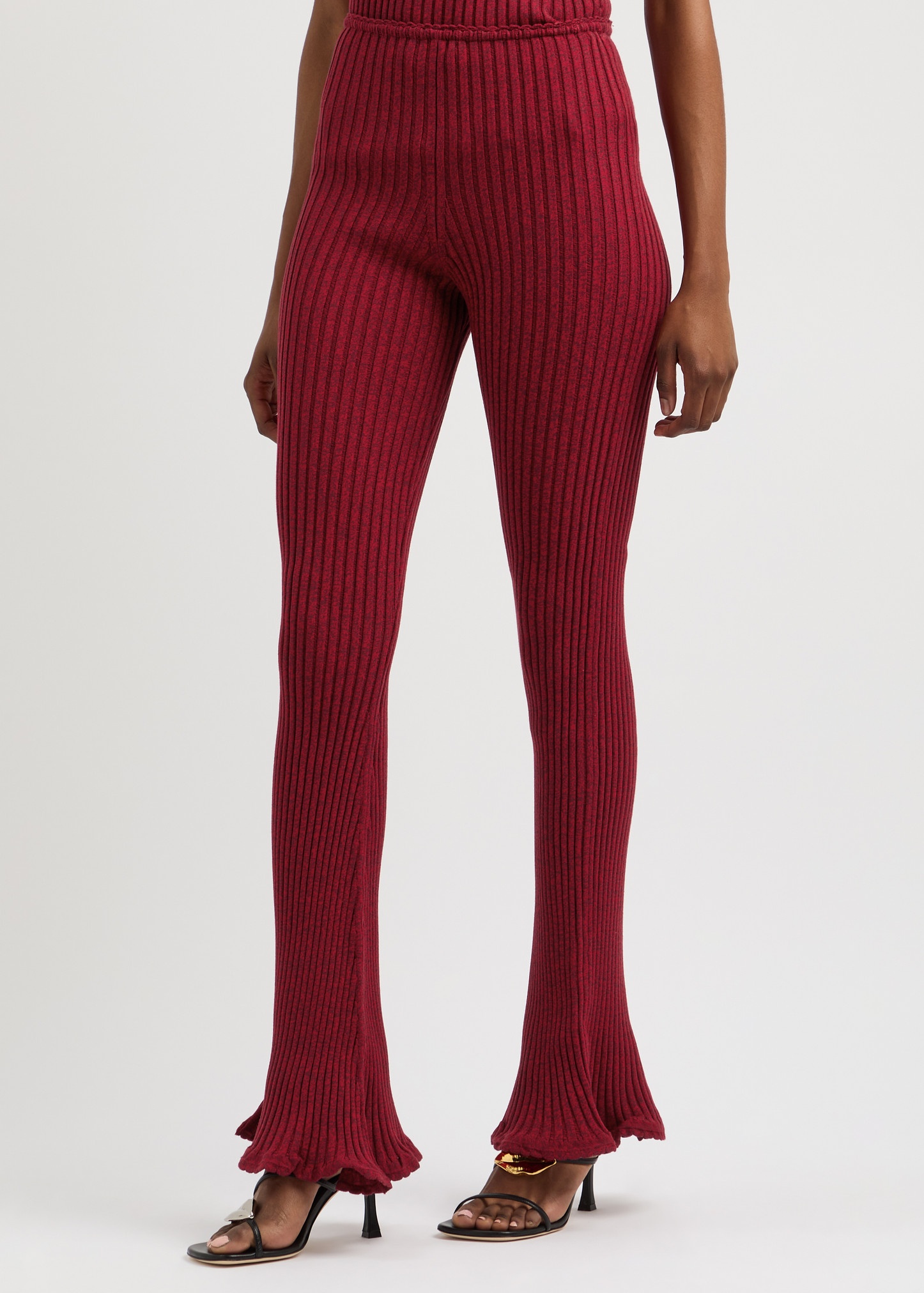 Space-dyed ribbed-knit trousers - 2