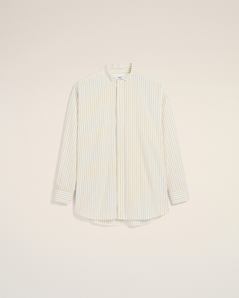 AMI Paris WHITE AND KHAKI COTTON WINGTIP COLLAR OVERSIZED SHIRT outlook