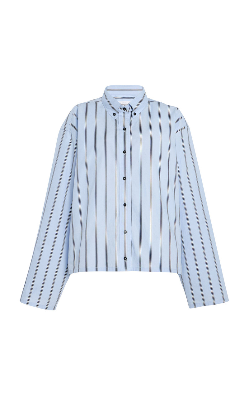 The Javi Striped Cotton Button-Down Shirt blue 1