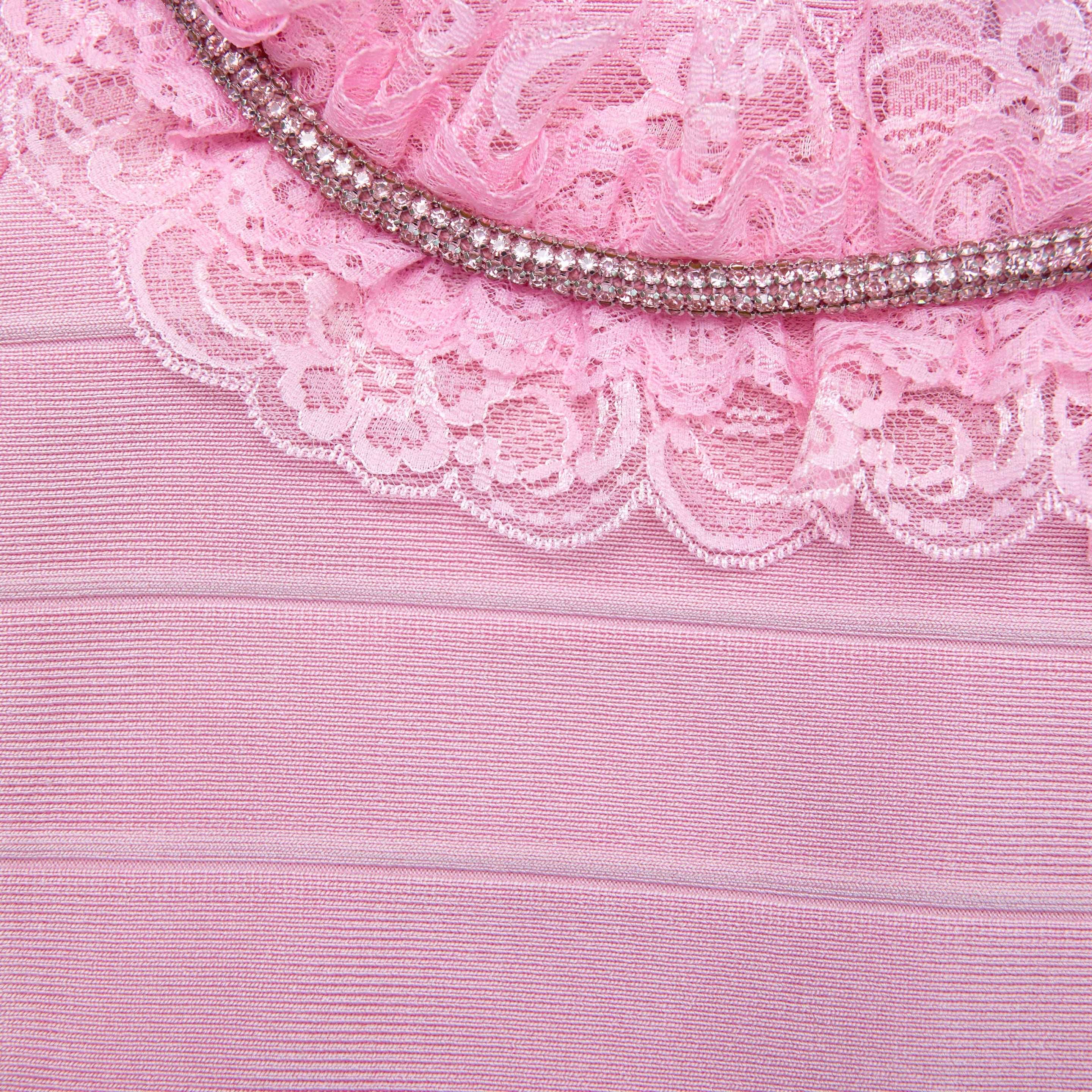 Pink Ruffle Knit Mini Dress - 5