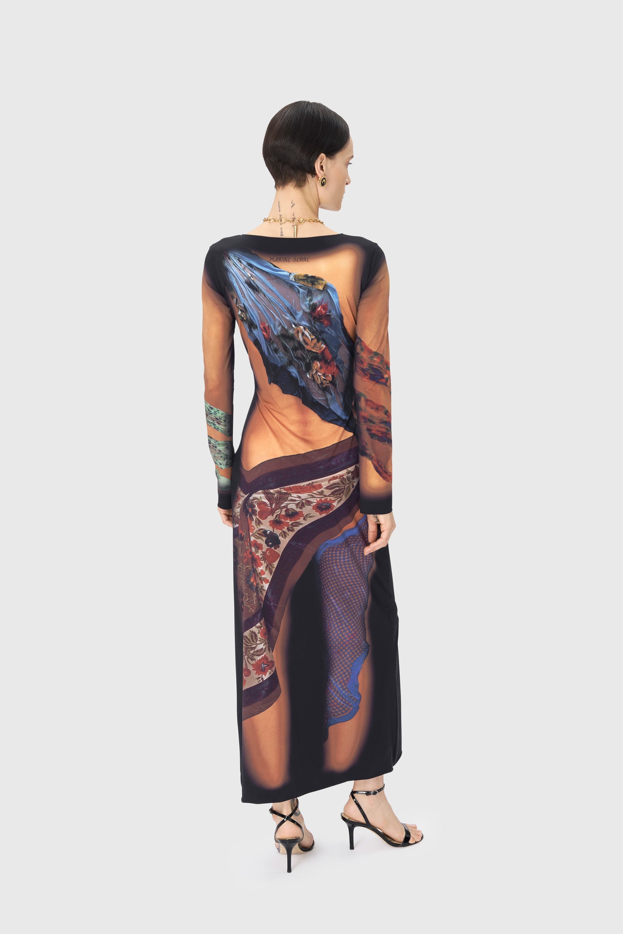 Recycled Draped Statue Jersey Long Dress - 5