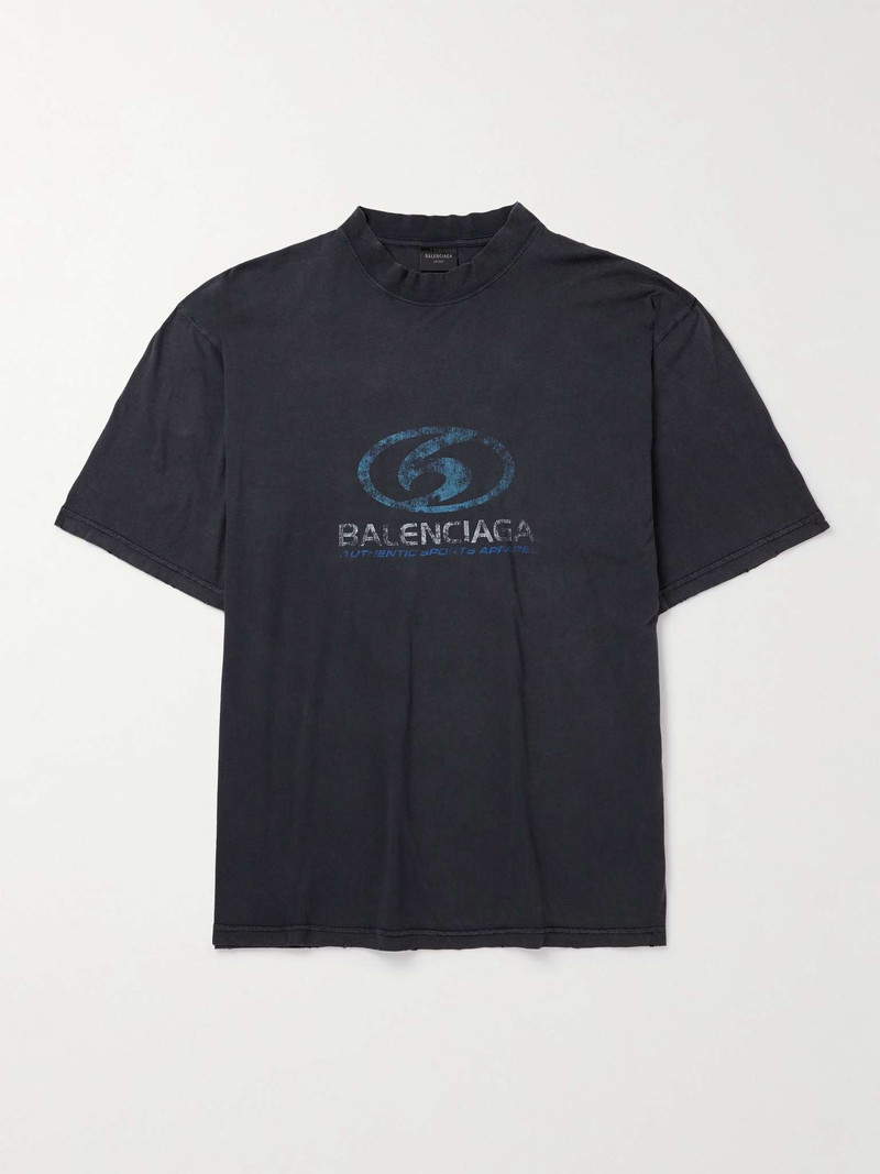Distressed Logo-Print Cotton-Jersey T-Shirt - 1