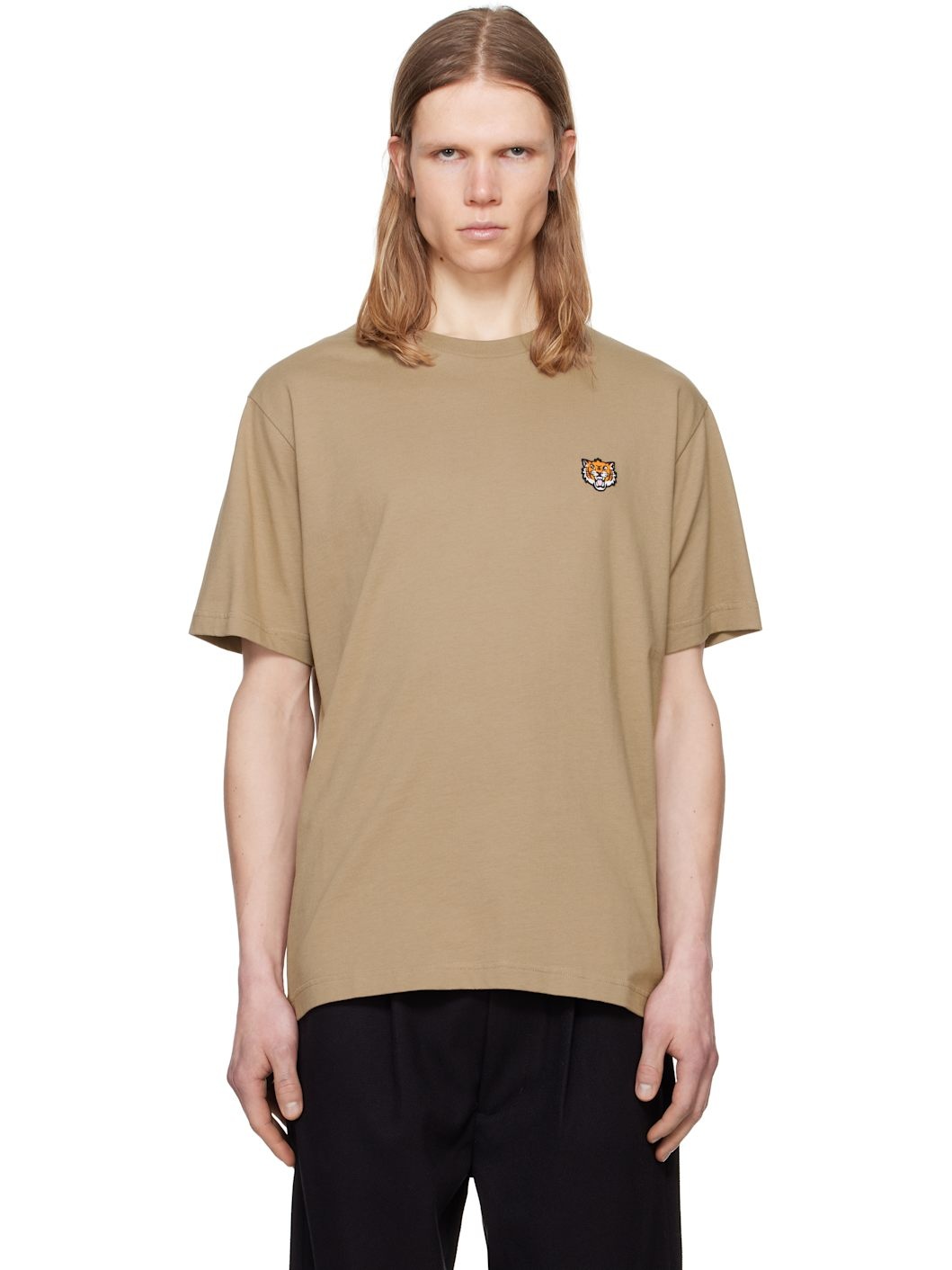 Tan  Paris 'KENZO Happy Tiger' Embroidered T-shirt - 1