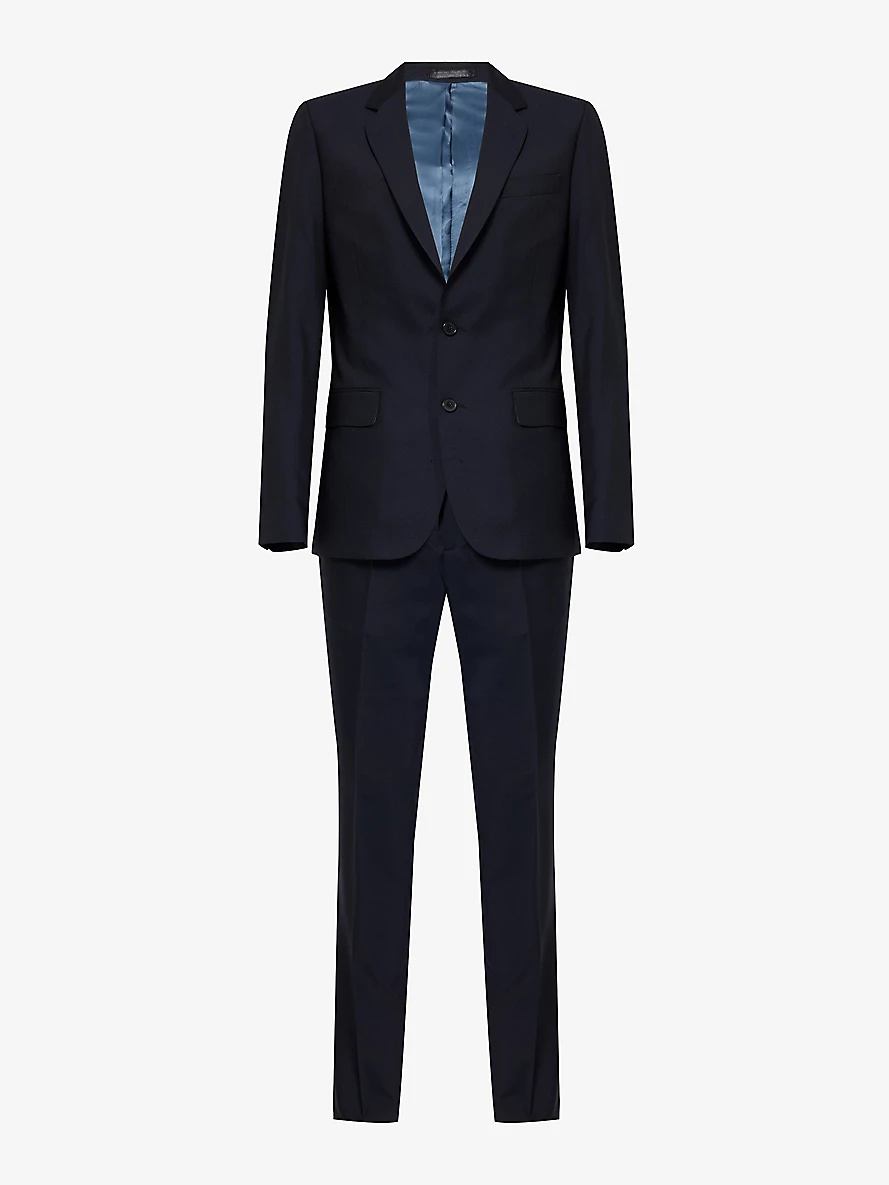 Single-breasted notched-lapel regular-fit wool-blend suit - 1