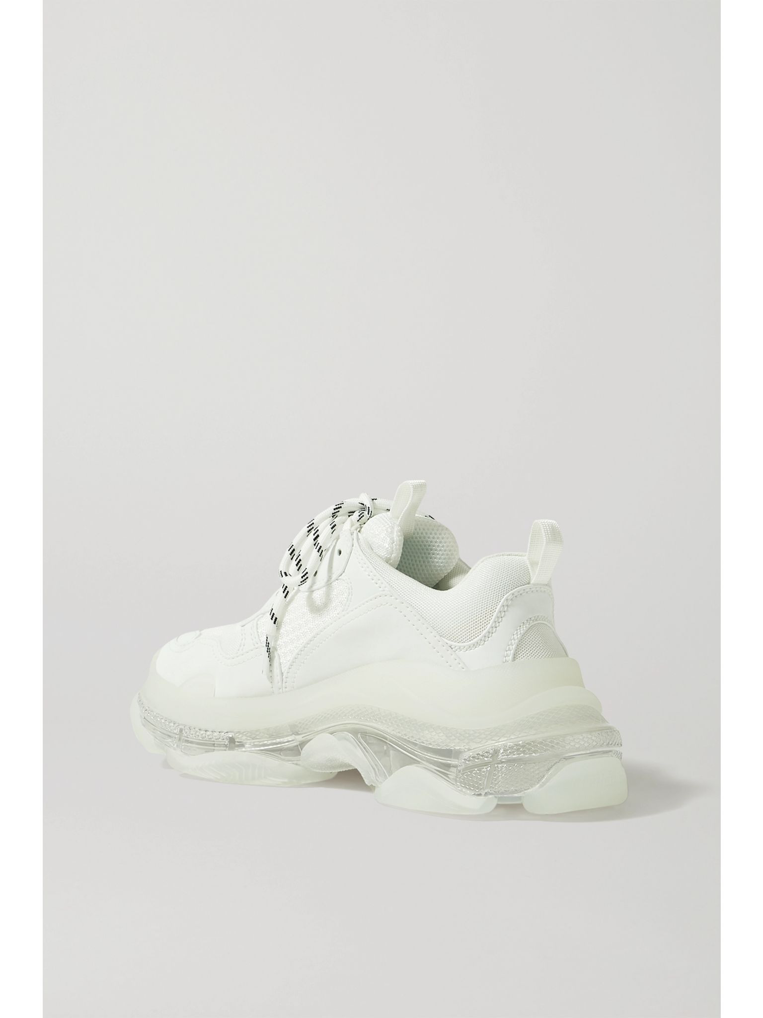 Triple S Clear Sole logo-embroidered leather, nubuck and mesh sneakers White - 3