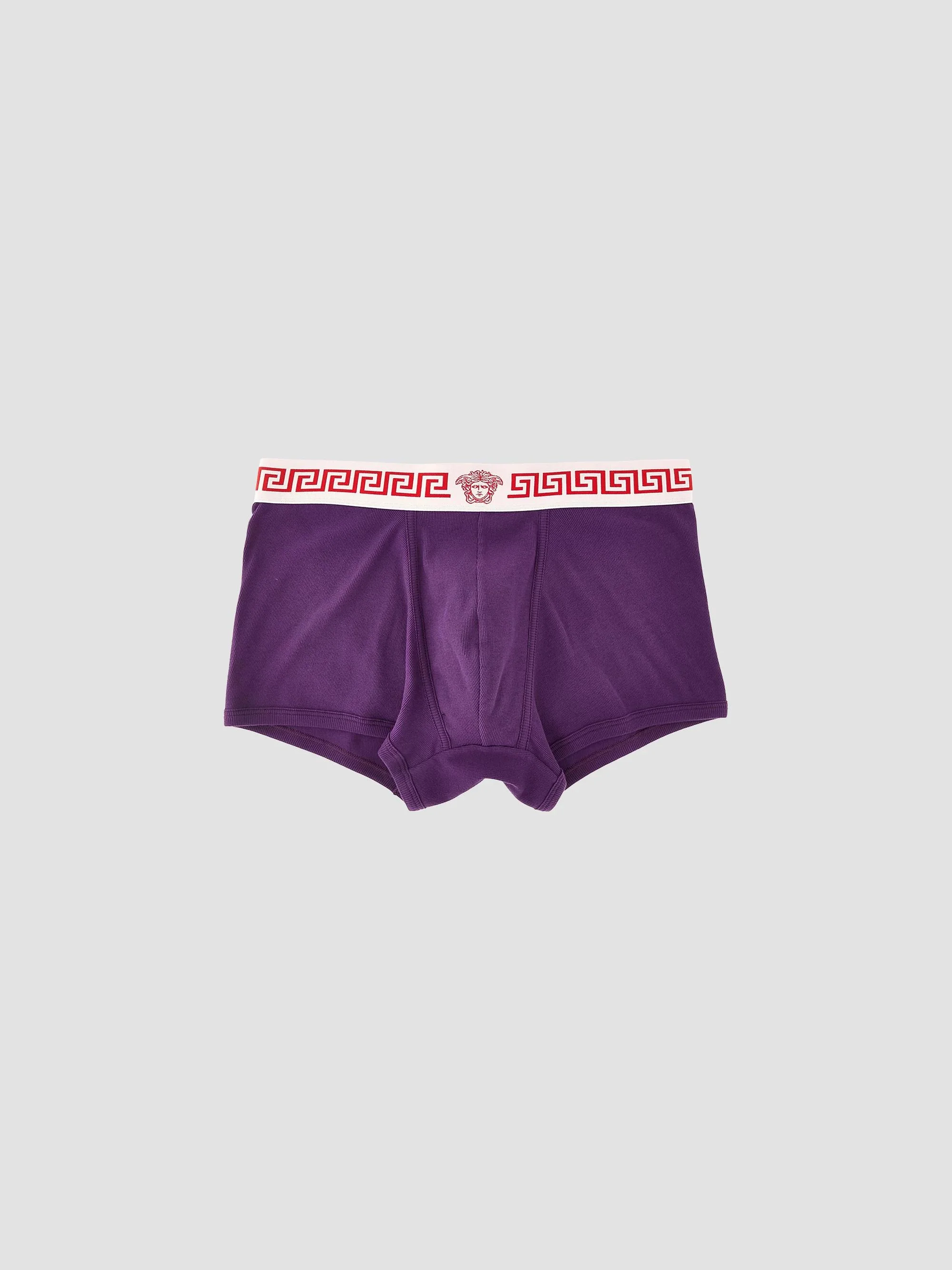 Men's Medusa Head Greco-Trim Trunk Brief - Purple White Red - 1