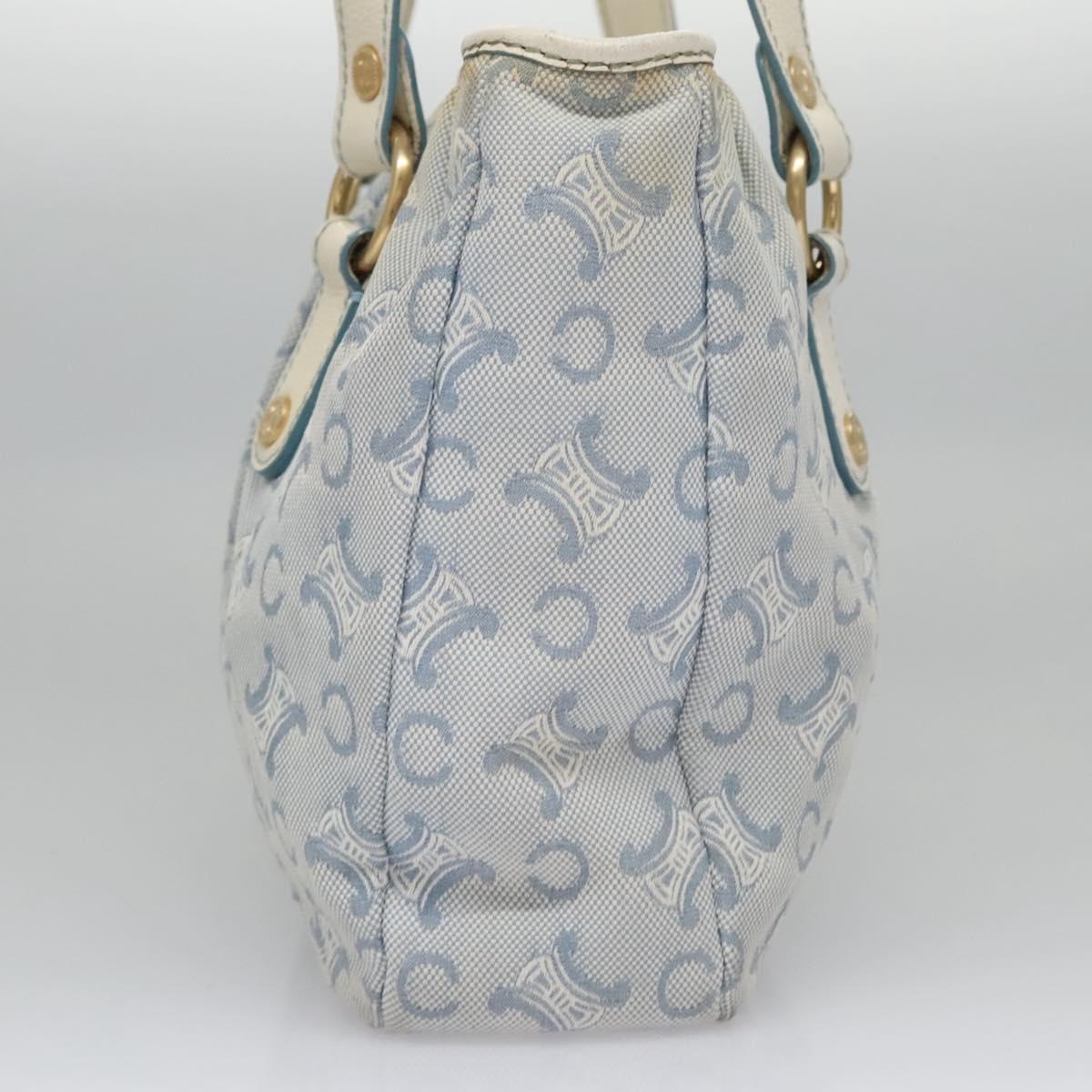 CELINE C Macadam Canvas Tote Bag Light Blue White Gold - 4