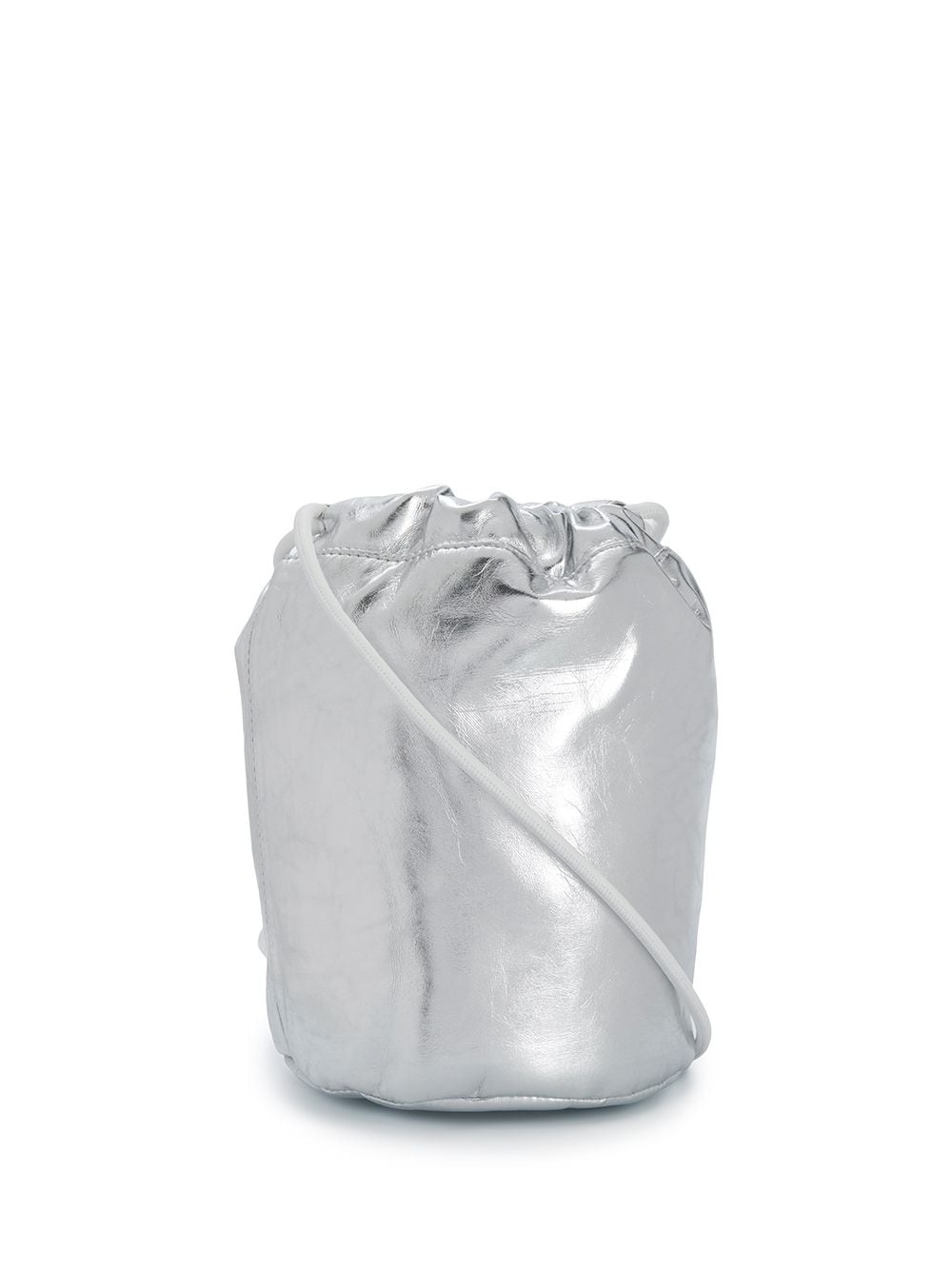 silver drawstring bucket bag - 1