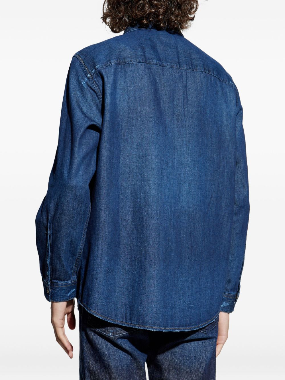 D-Simply embroidered-logo denim shirt - 4