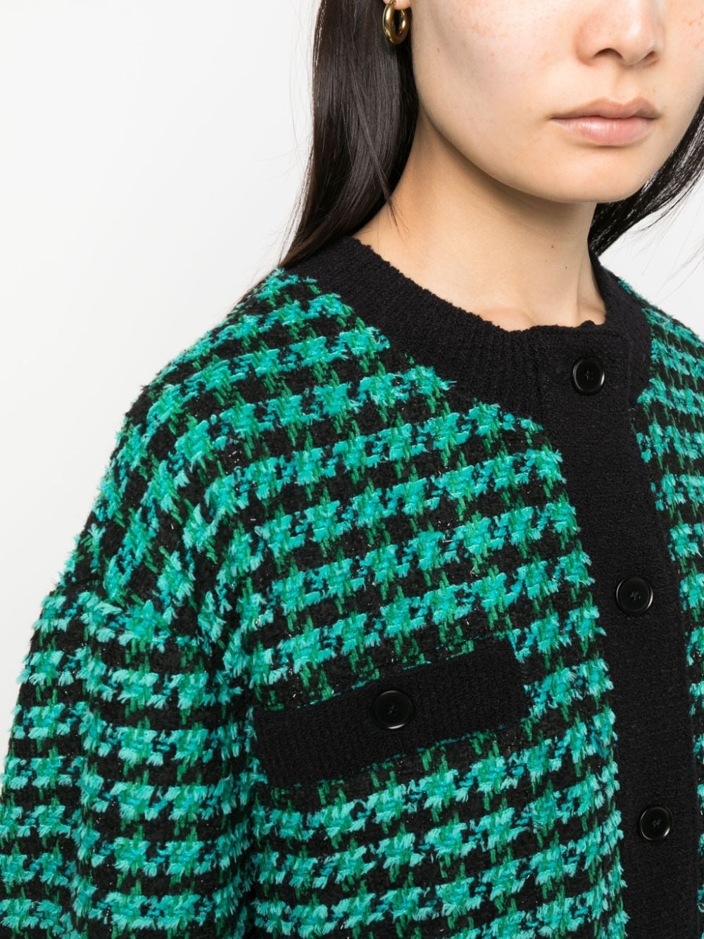 houndstooth-pattern tweed cardi-coat - 5