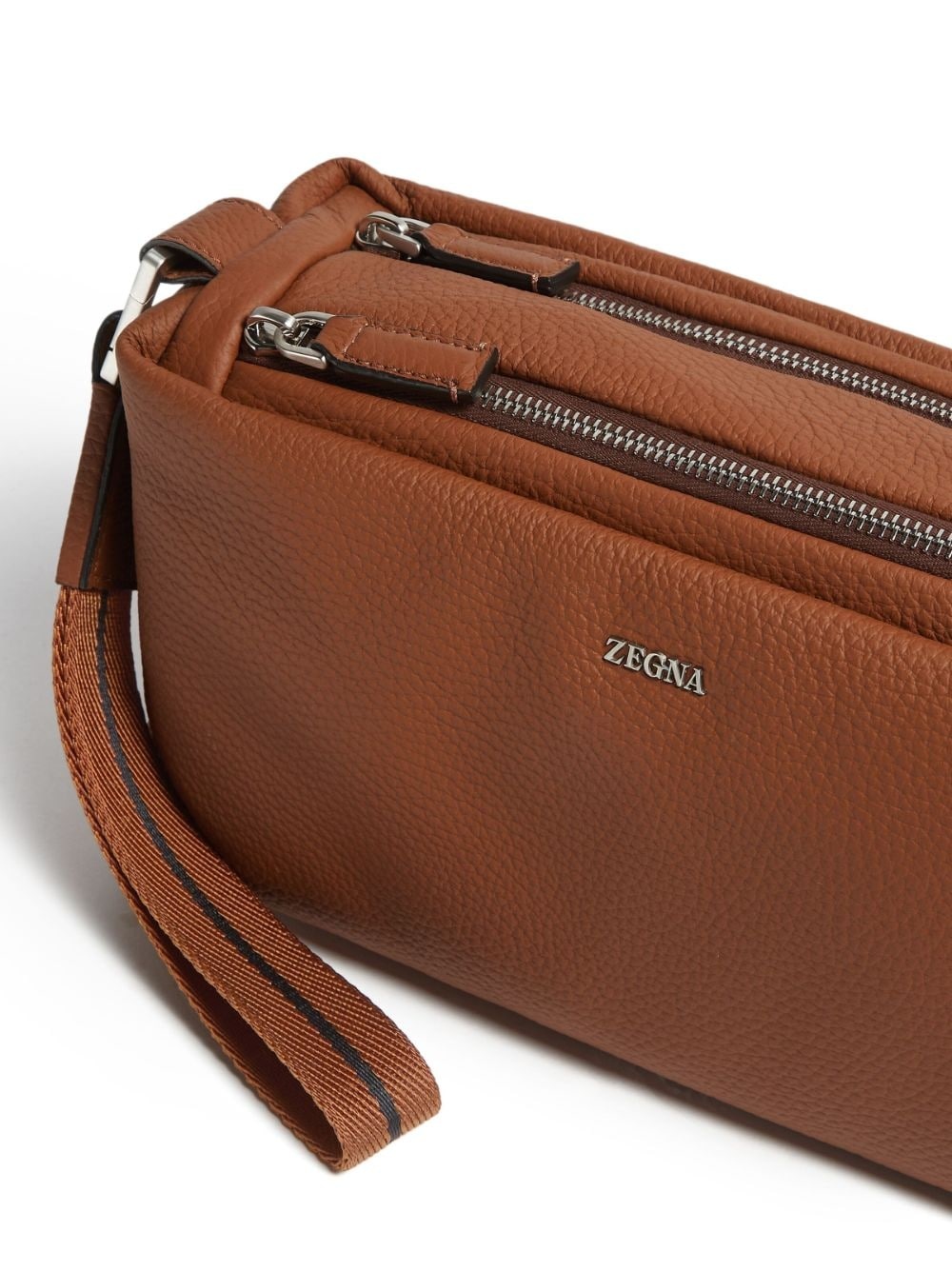 logo-plaque leather clutch bag - 4