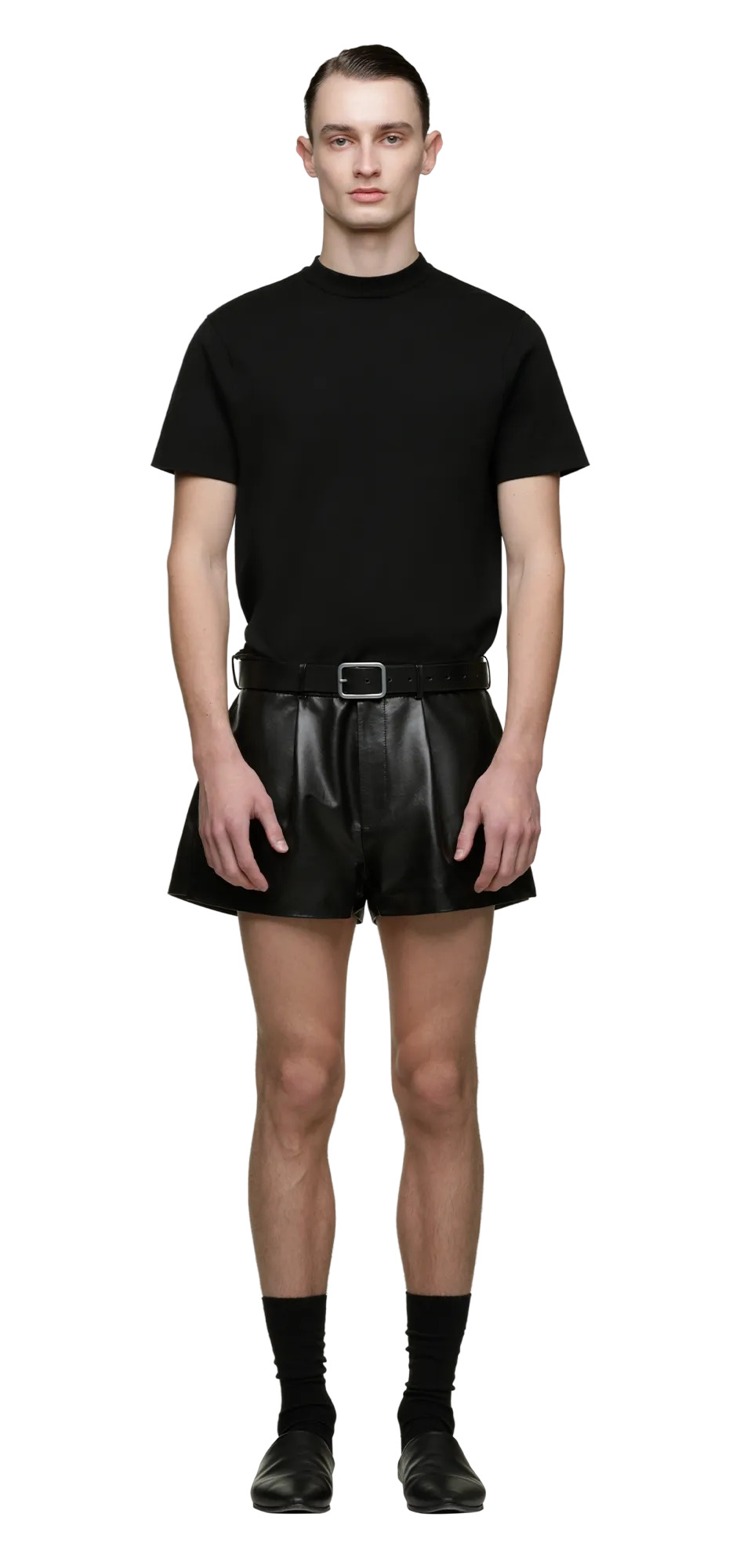 PUNY SHORT BLACK LEATHER - 3