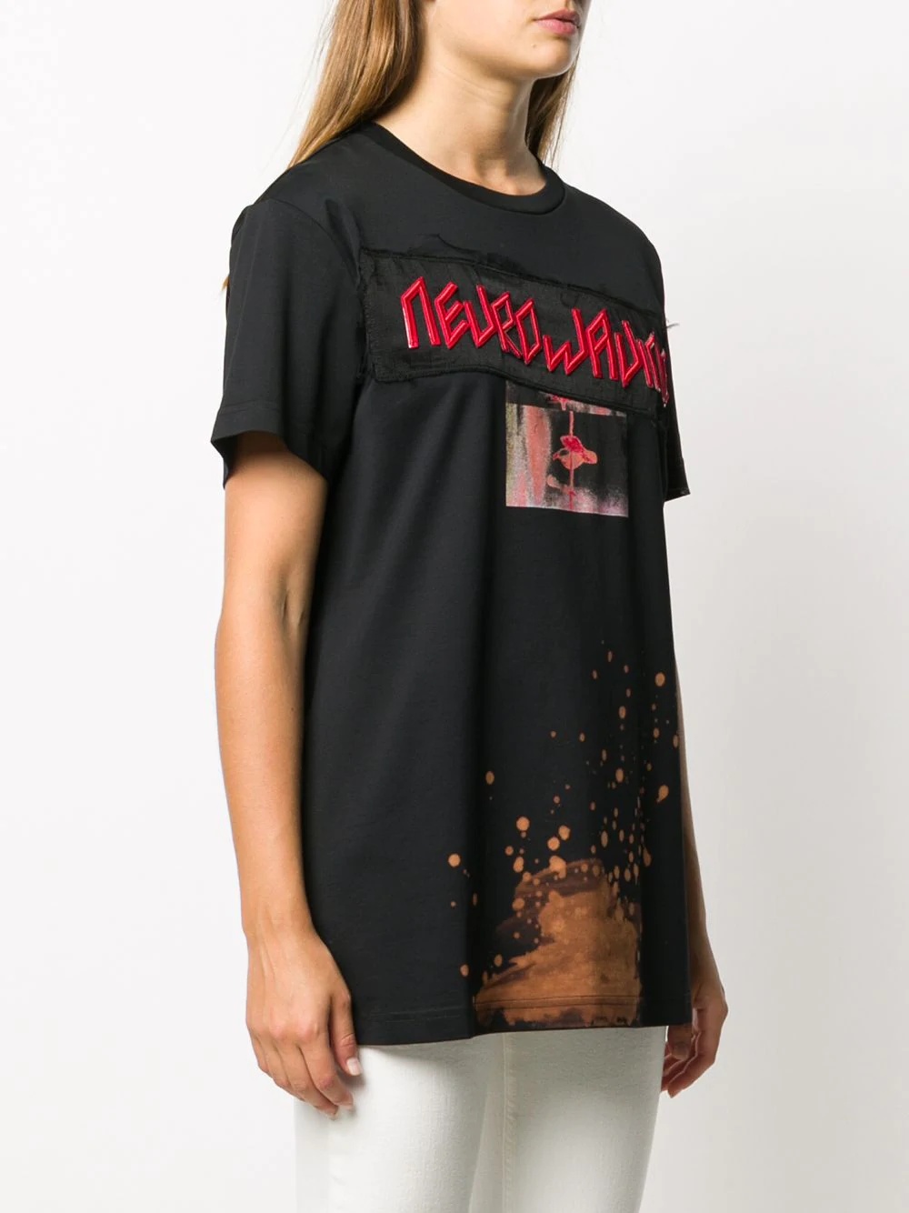 Neurowaving embroidered bleached effect T-shirt - 3