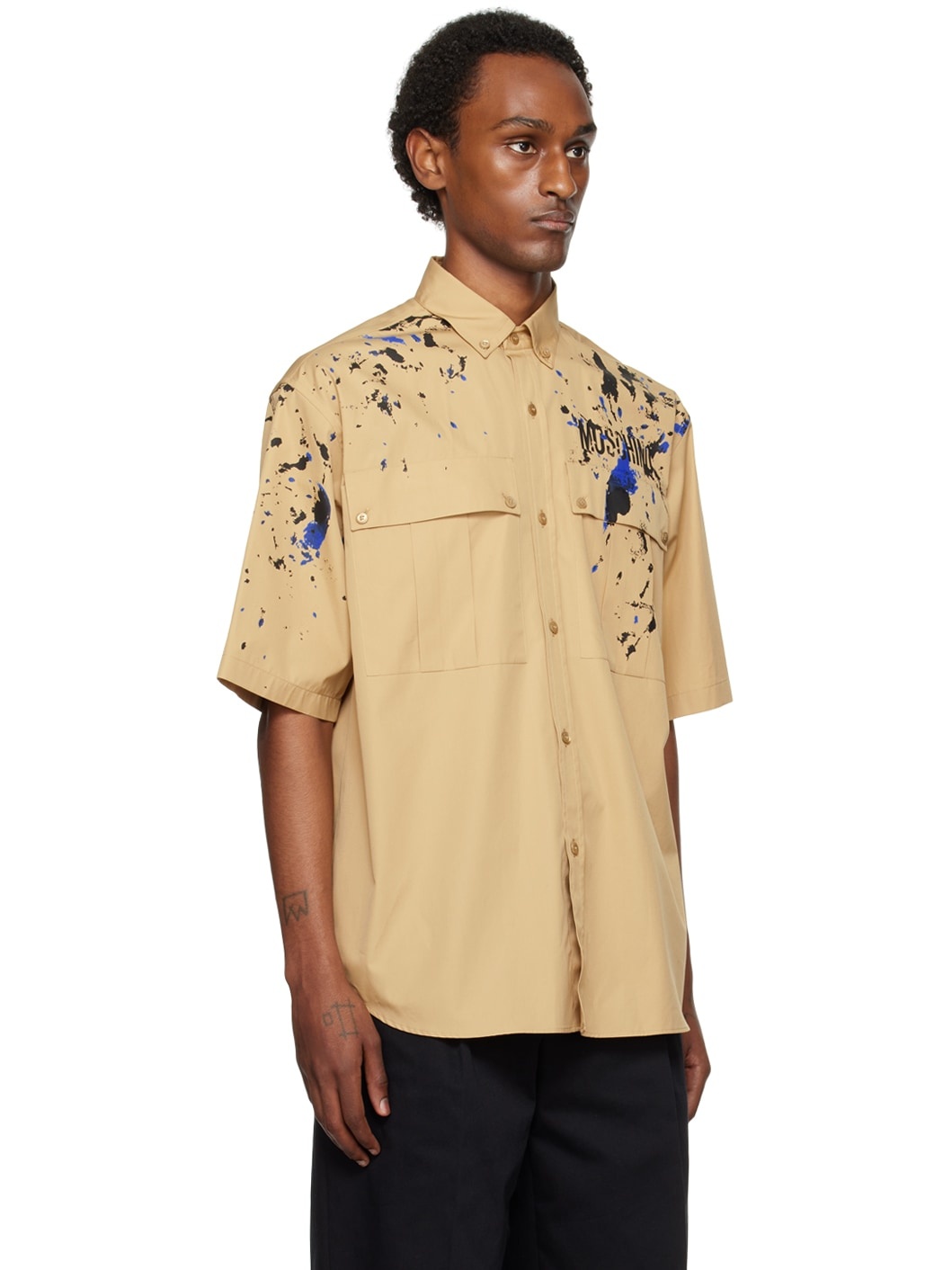 Beige Painted Effect Shirt - 2