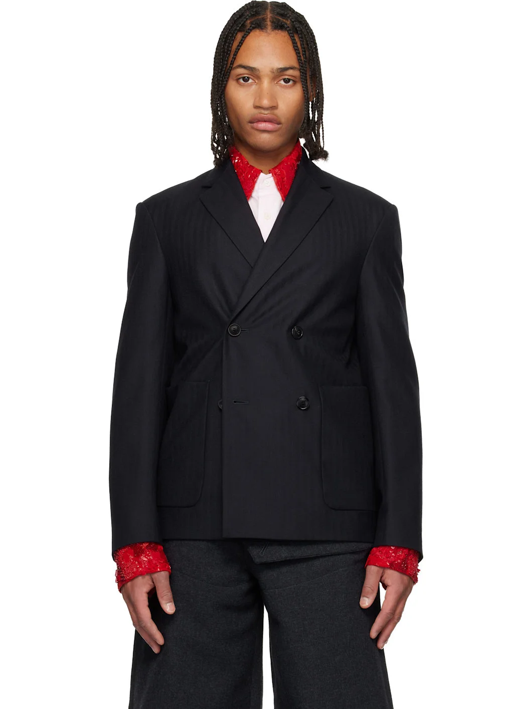 Navy Wool Blazer - 1