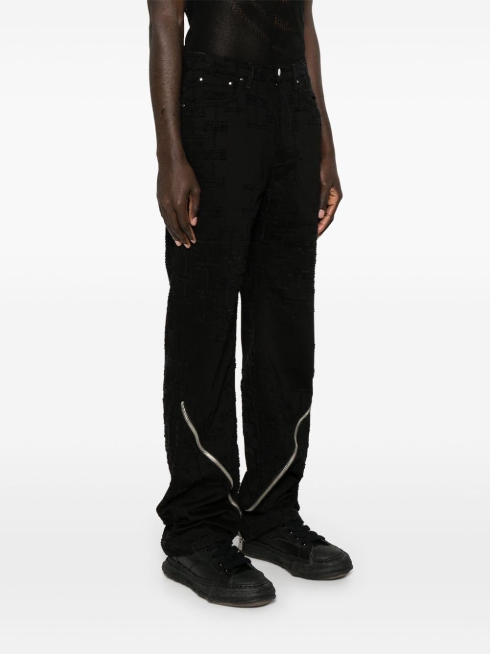 distressed-effect cotton jeans - 3
