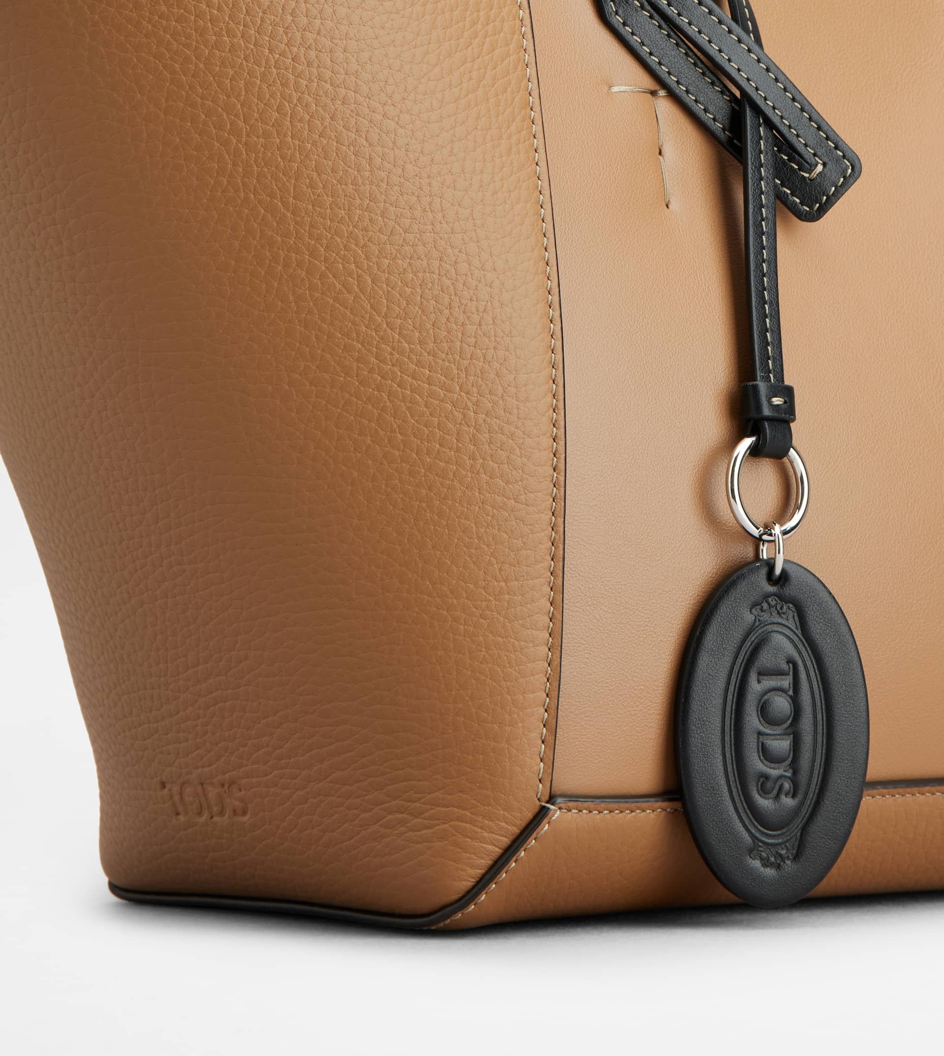 TOD'S DOUBLE UP SHOPPING BAG IN LEATHER SMALL - BROWN, BLACK - 8